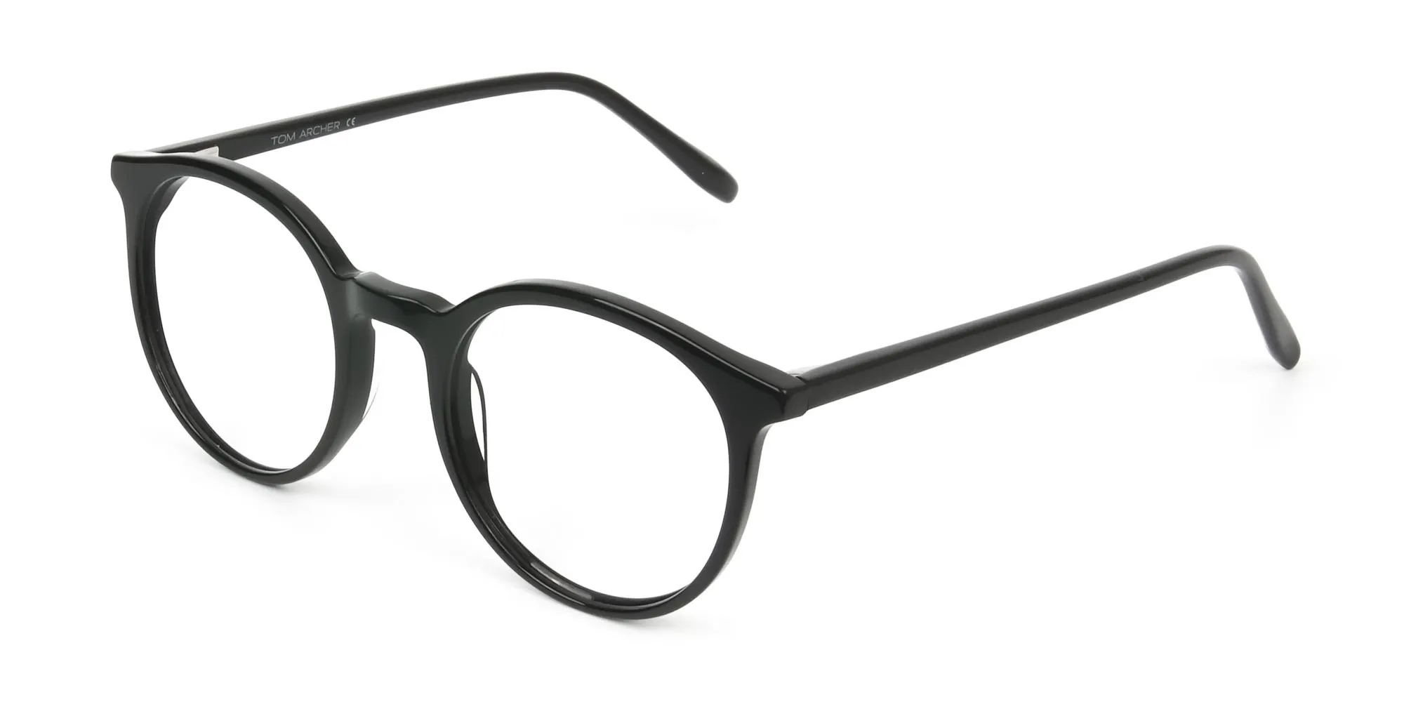 Black Thin frame glasses in Round - 2