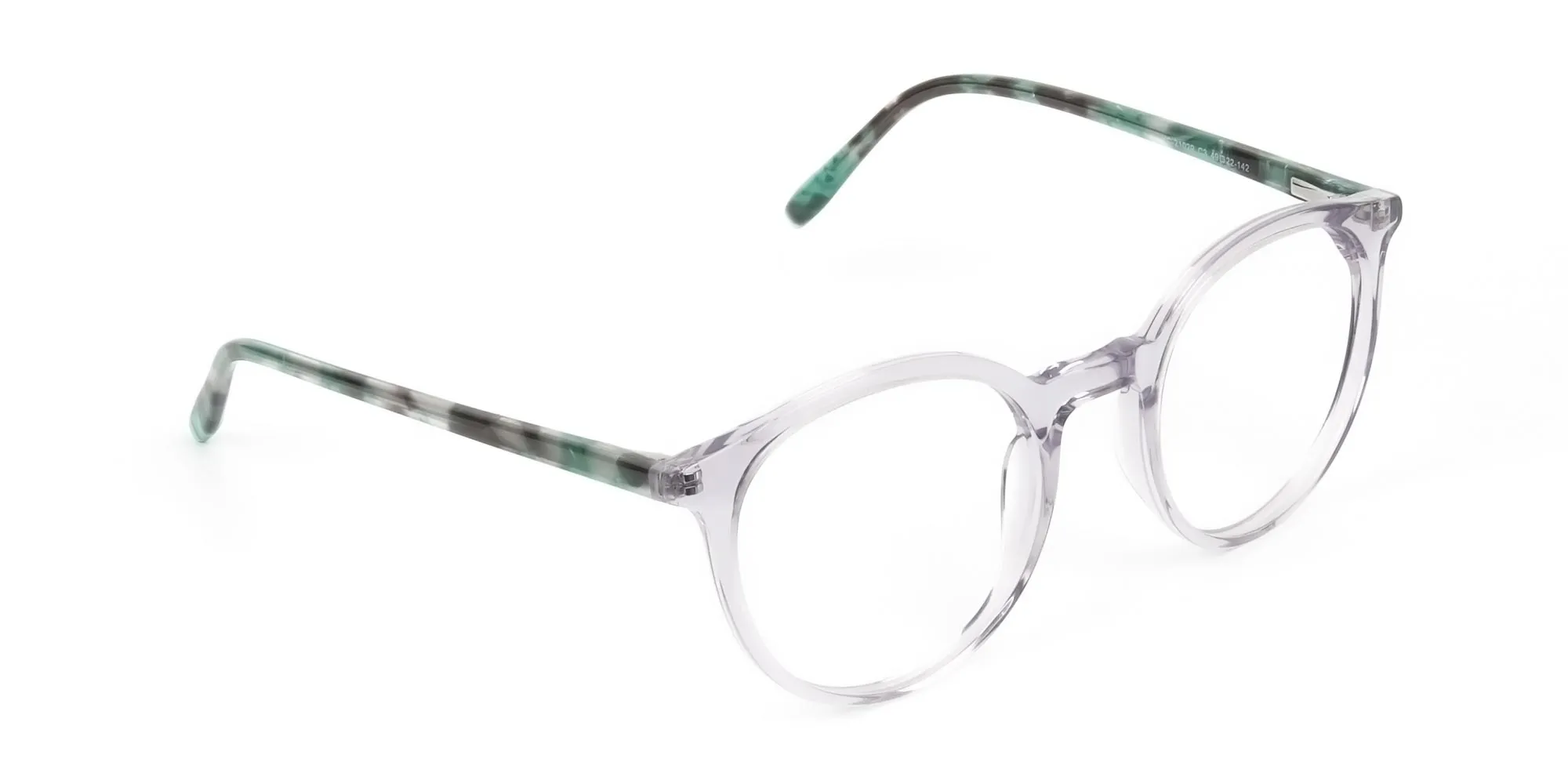 Crystal Grey and Teal Tortoise Glasses in Round - 2