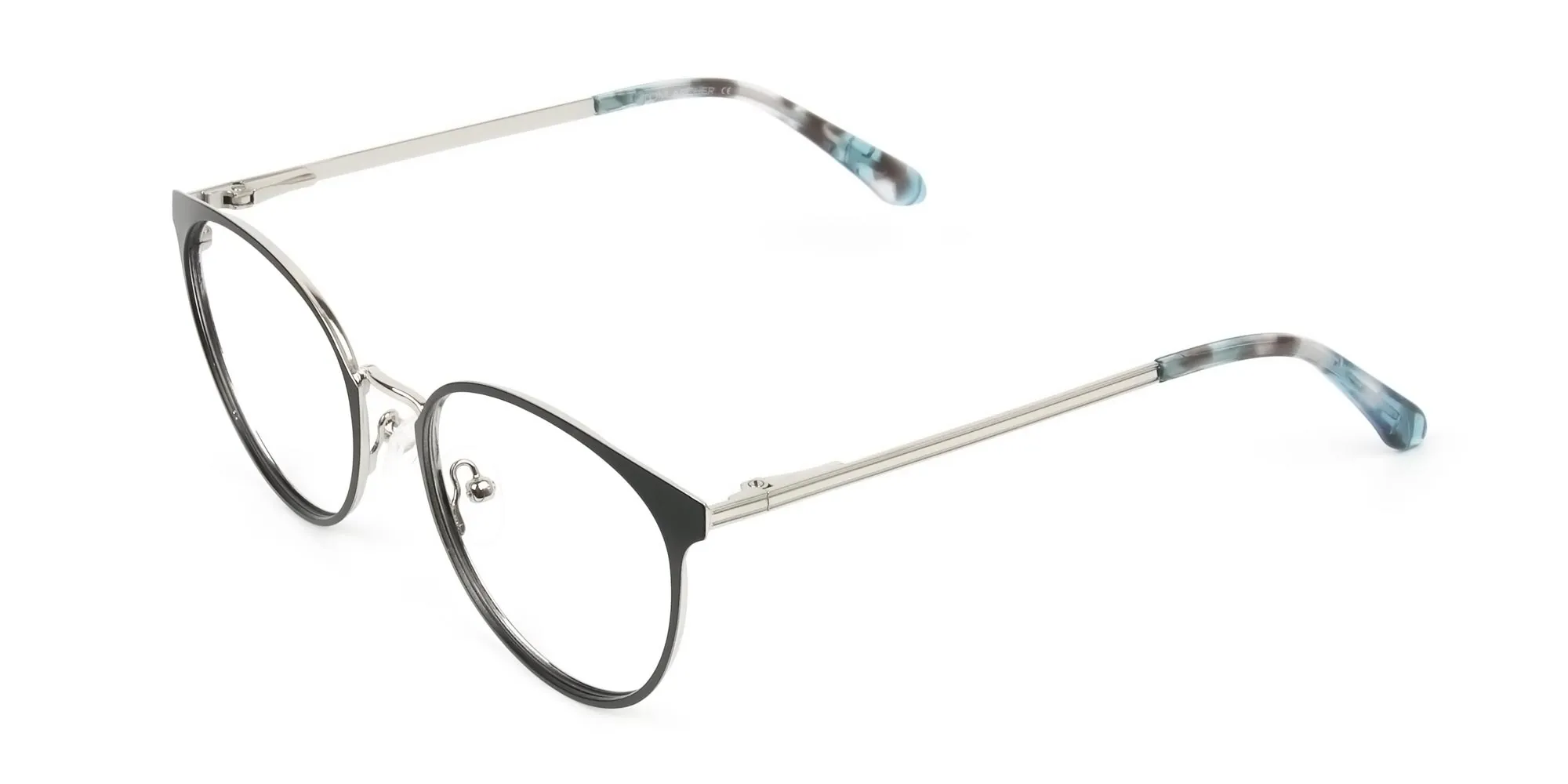 Silver Black Metal Glasses in Round Men Women - 2