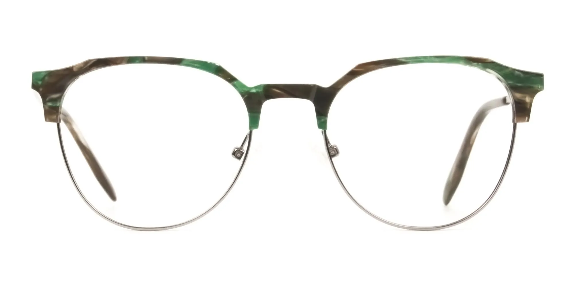 Silver & Marble Jade Green clubmaster classic glasses - 2