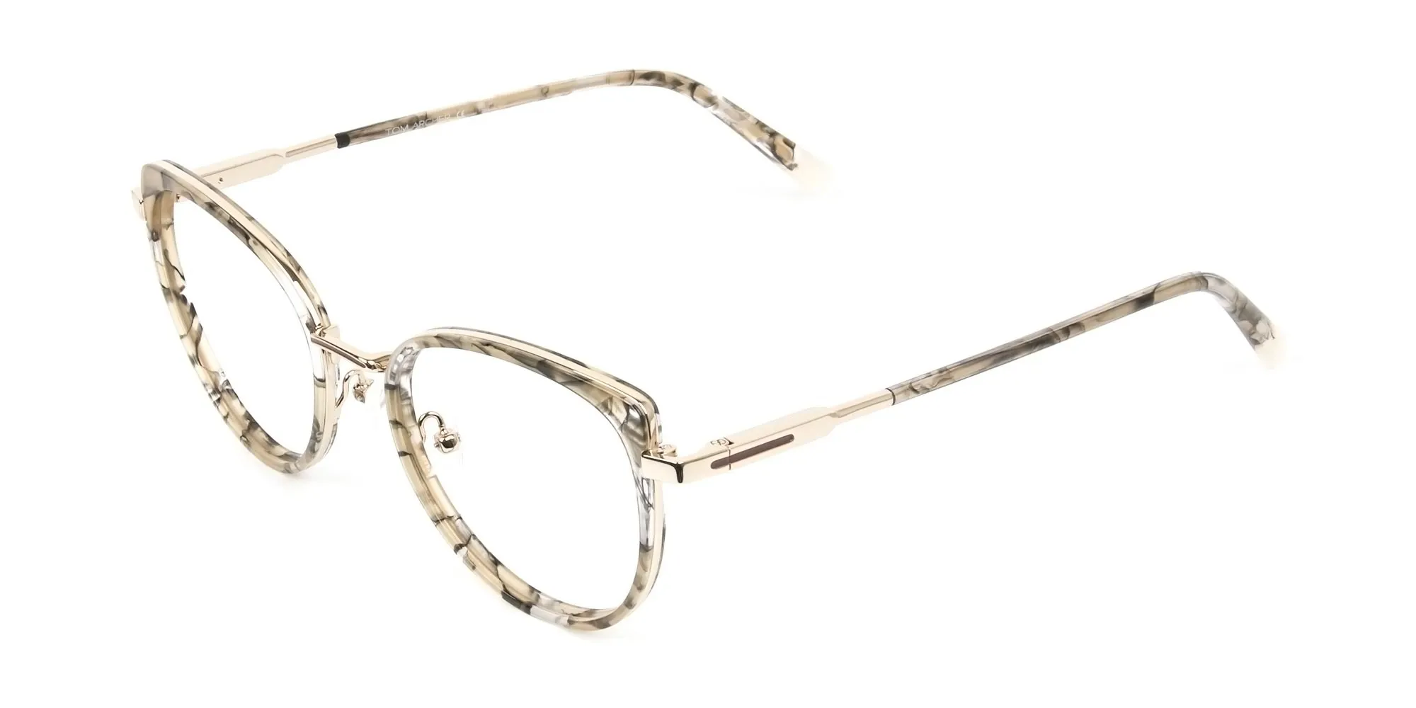 Amber Tortoise Cat-Eye Glasses in Round - 2