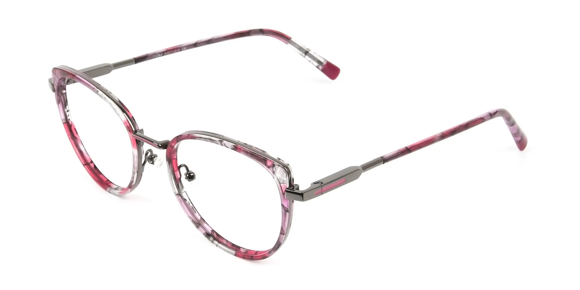 Red Tortoise Cat-Eye Glasses in Round - 2