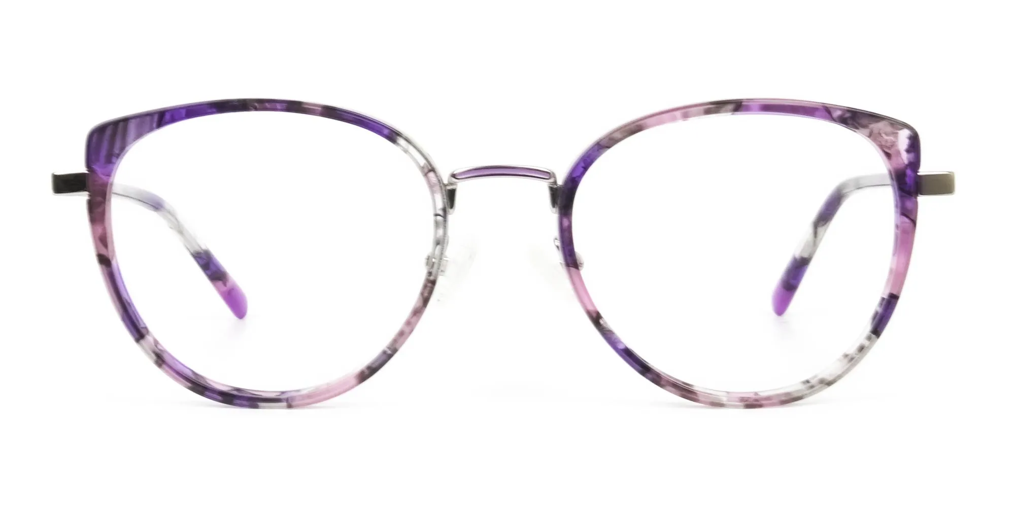 Purple Tortoise Cat-Eye Round Glasses - 3