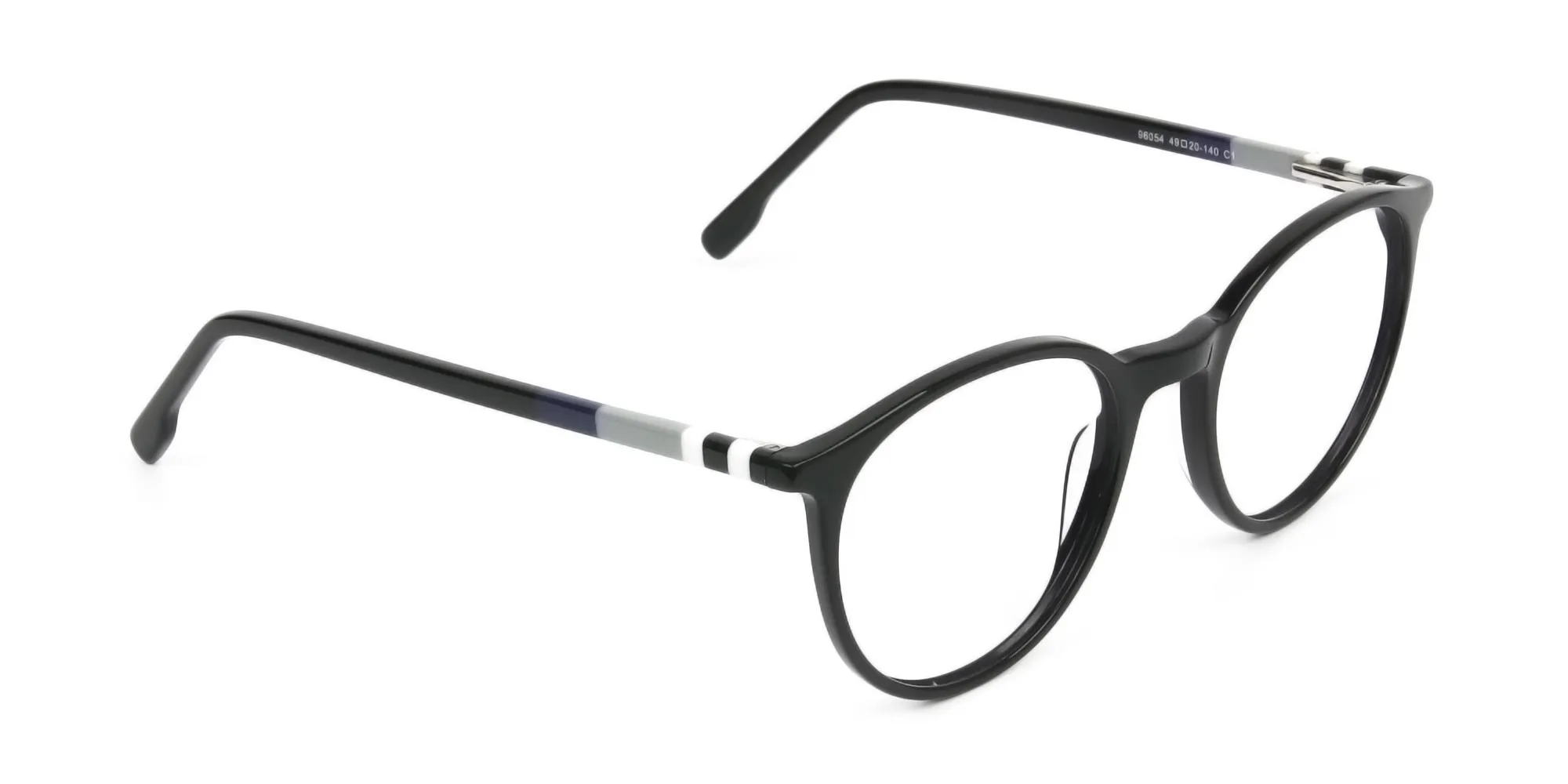 Designer Black Acetate Eyeglasses in Round Men Women - 2