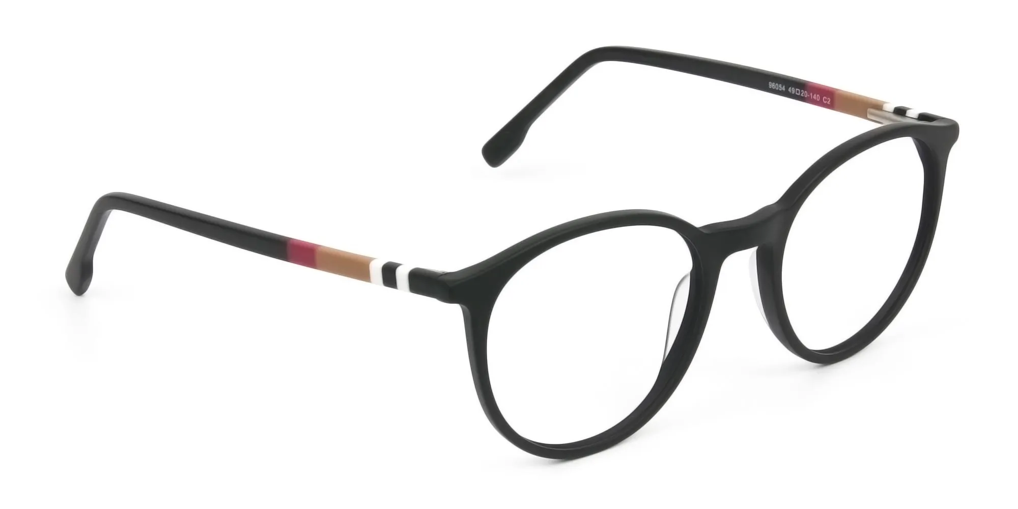 Designer Matte Black Acetate Eyeglasses in Round - 2