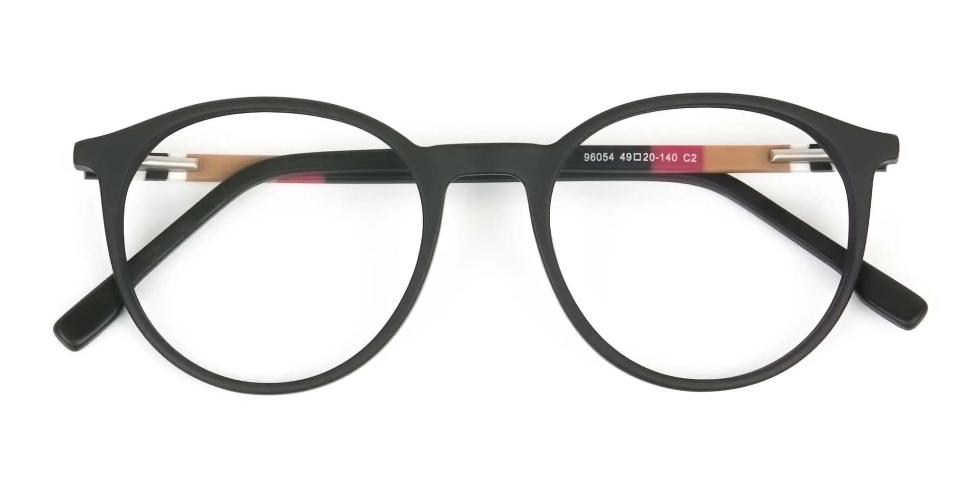 Designer Matte Black Acetate Eyeglasses in Round - 2