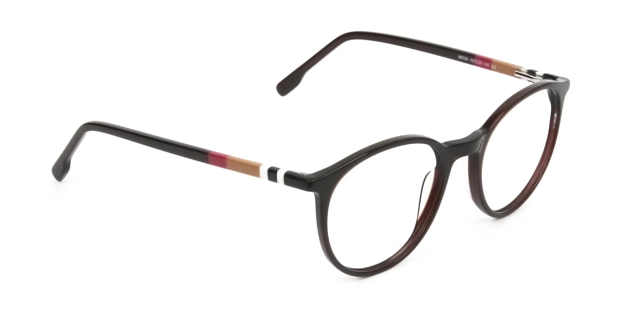 Designer Dark Brown Acetate Eyeglasses in Round - 2