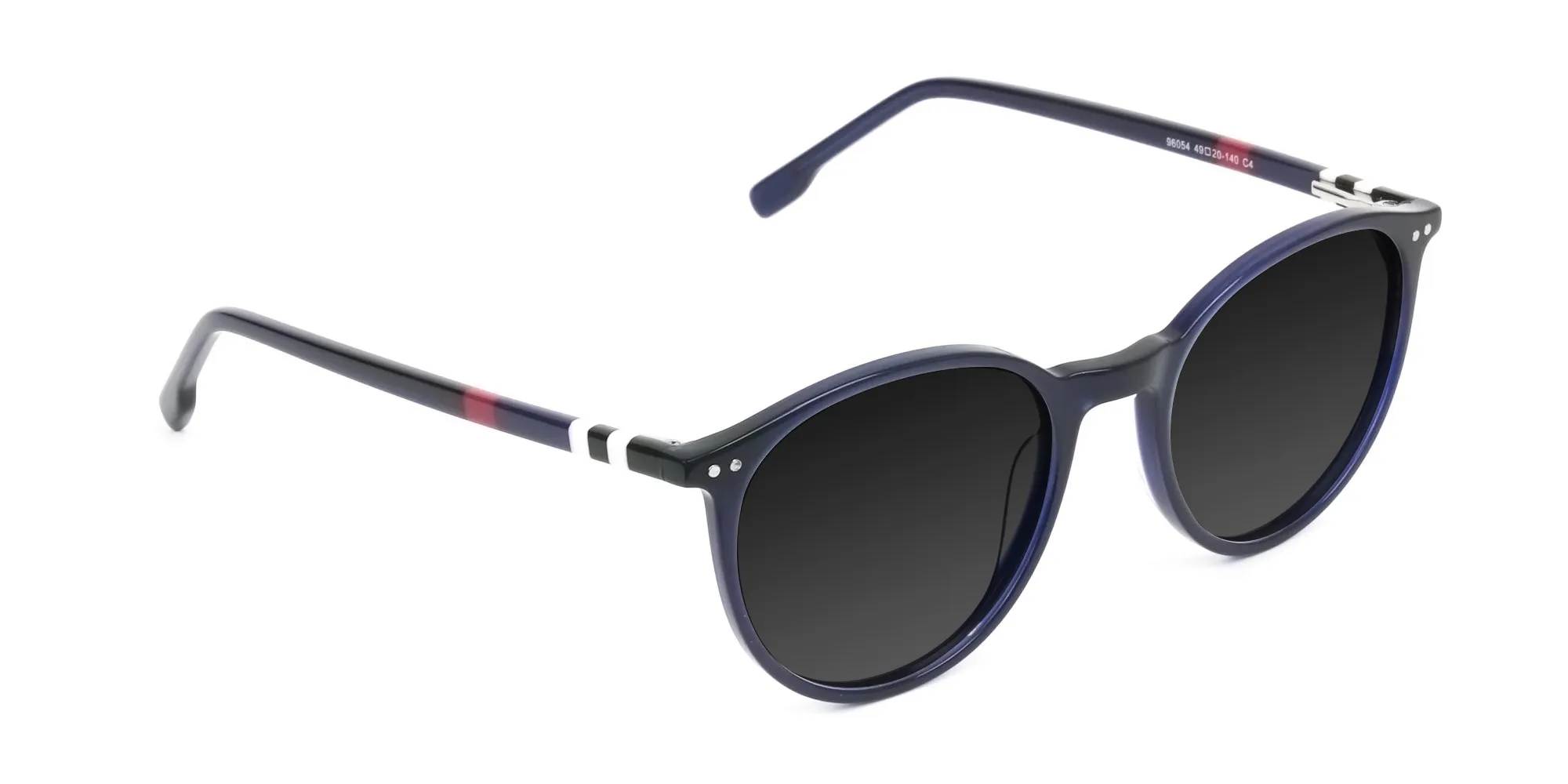 dark-grey-tinted-navy-blue-round-sunglasses - 2
