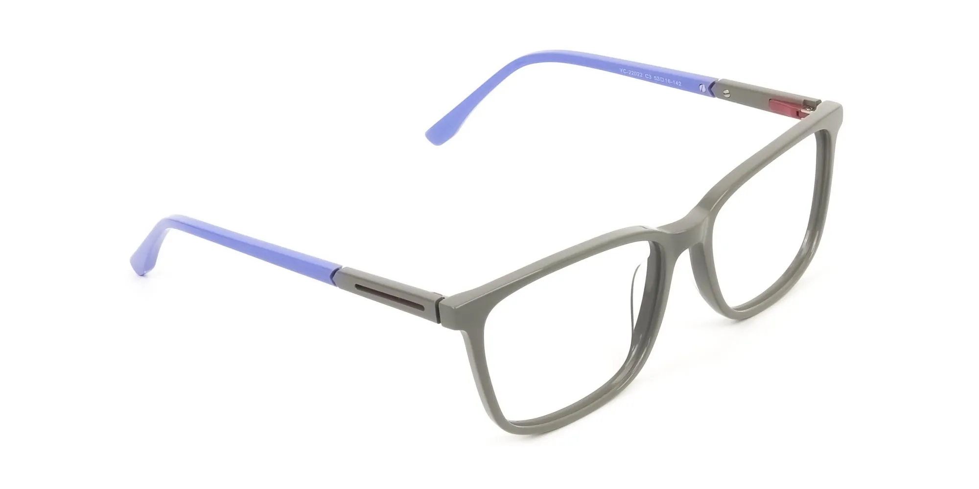 Sporty Casual Rectangular Blue & Grey Frame Glasses - 2