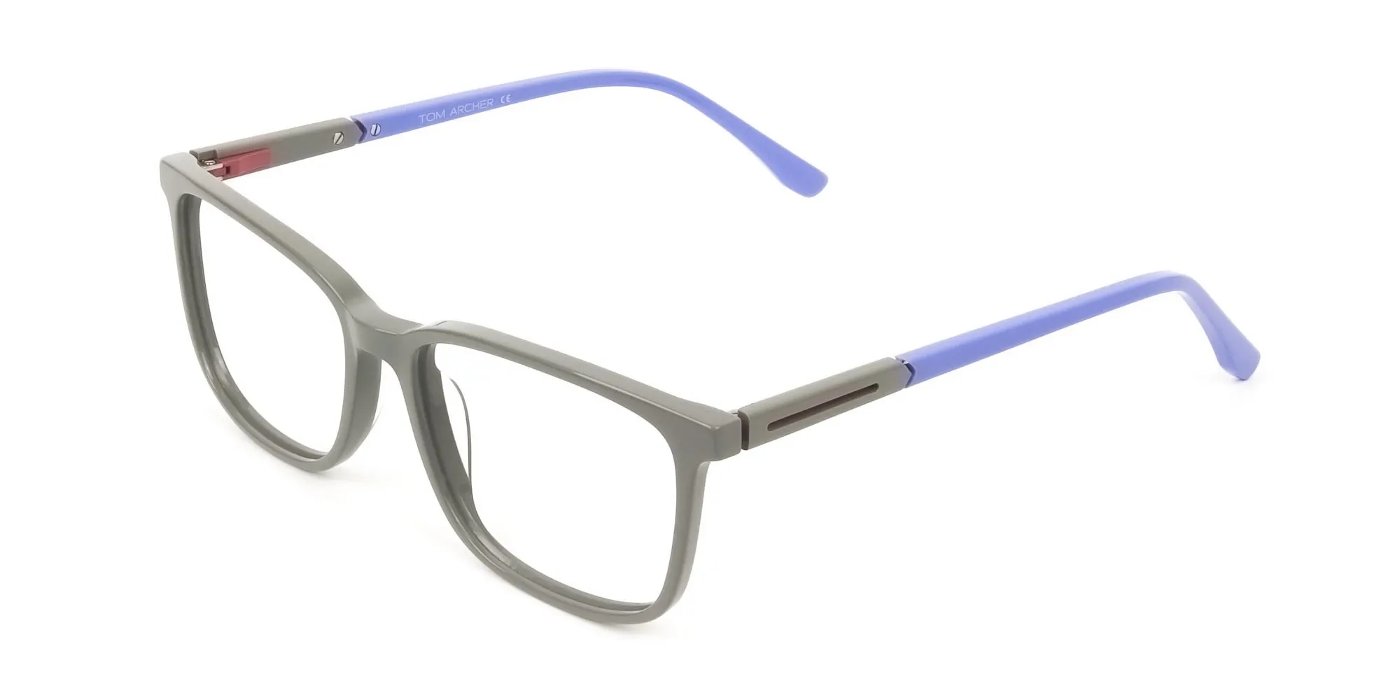 Sporty Casual Rectangular Blue & Grey Frame Glasses - 2