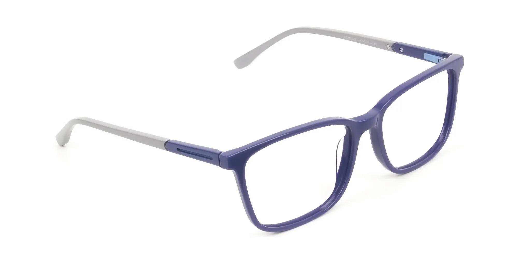 Sporty Casual Rectangular Grey & Royal Blue Spectacle Frames - 2