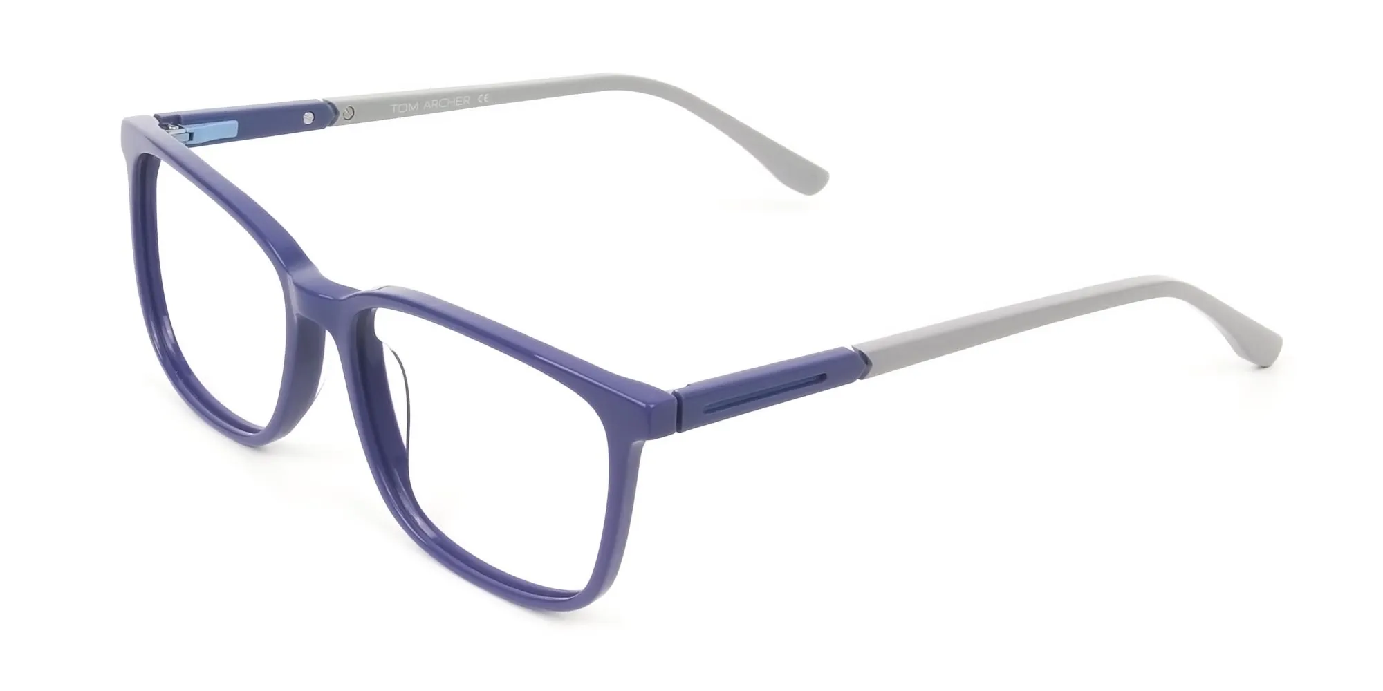 Sporty Casual Rectangular Grey & Royal Blue Spectacle Frames - 2