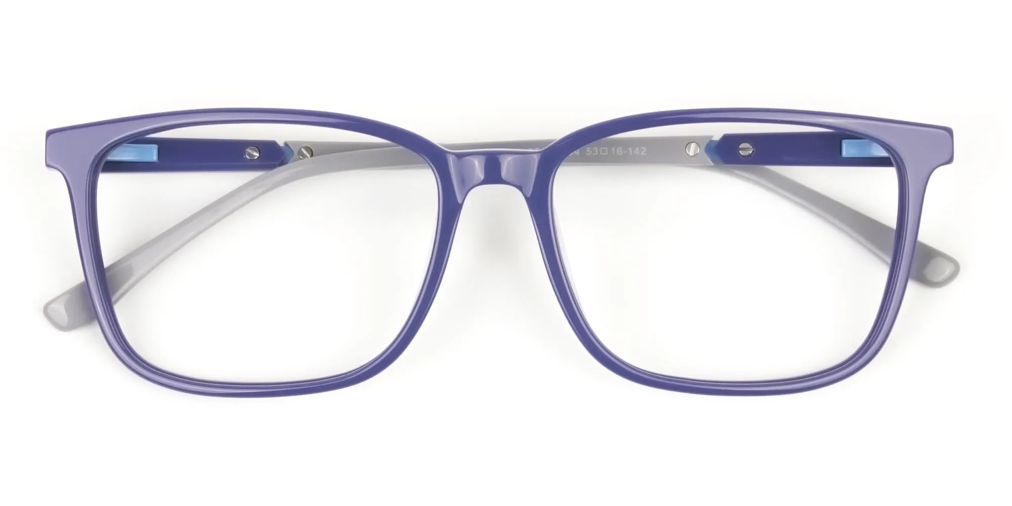 Sporty Casual Rectangular Grey & Royal Blue Spectacle Frames - 2