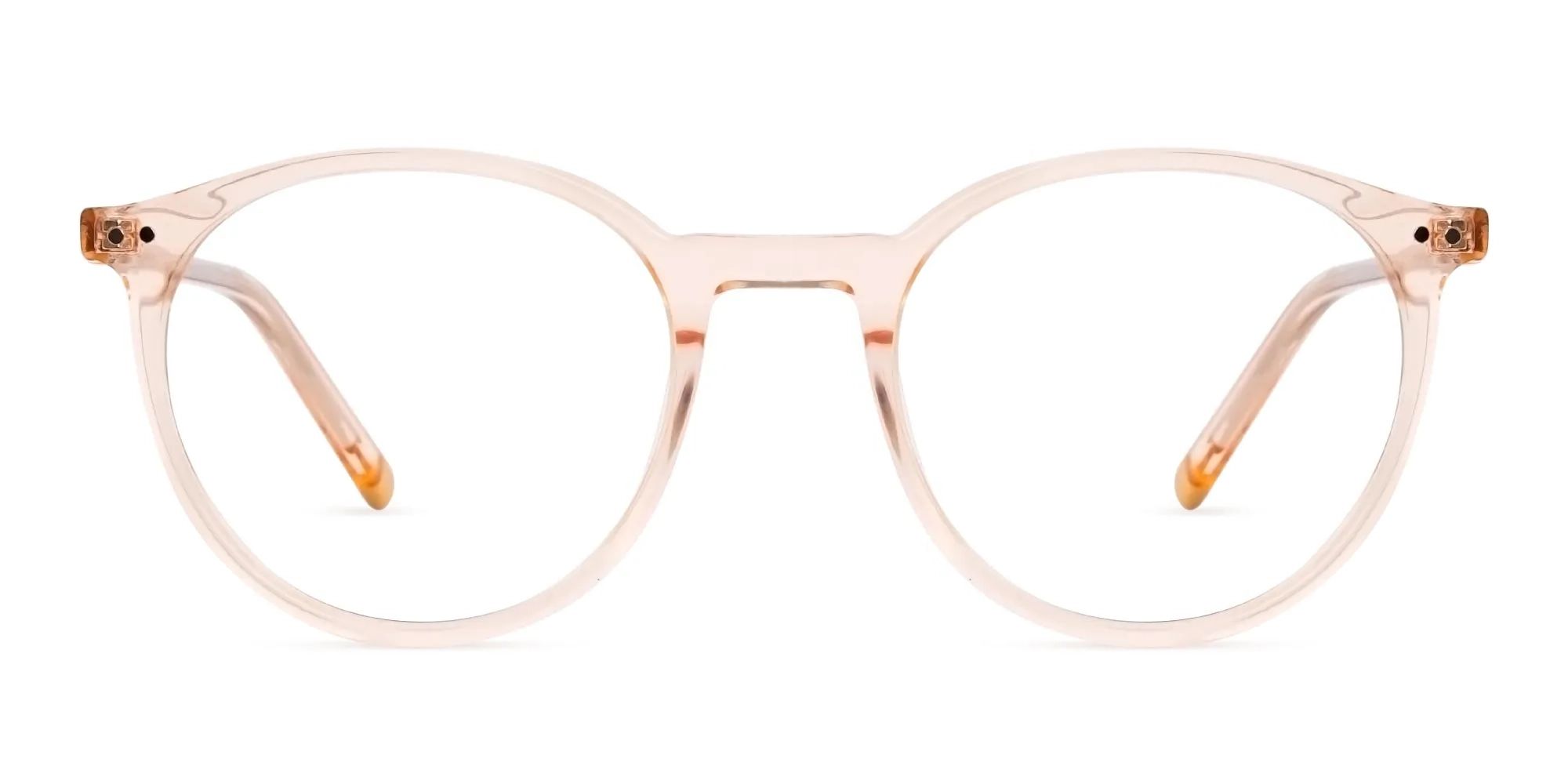 transparent and crystal clear orange round glasses frames-2