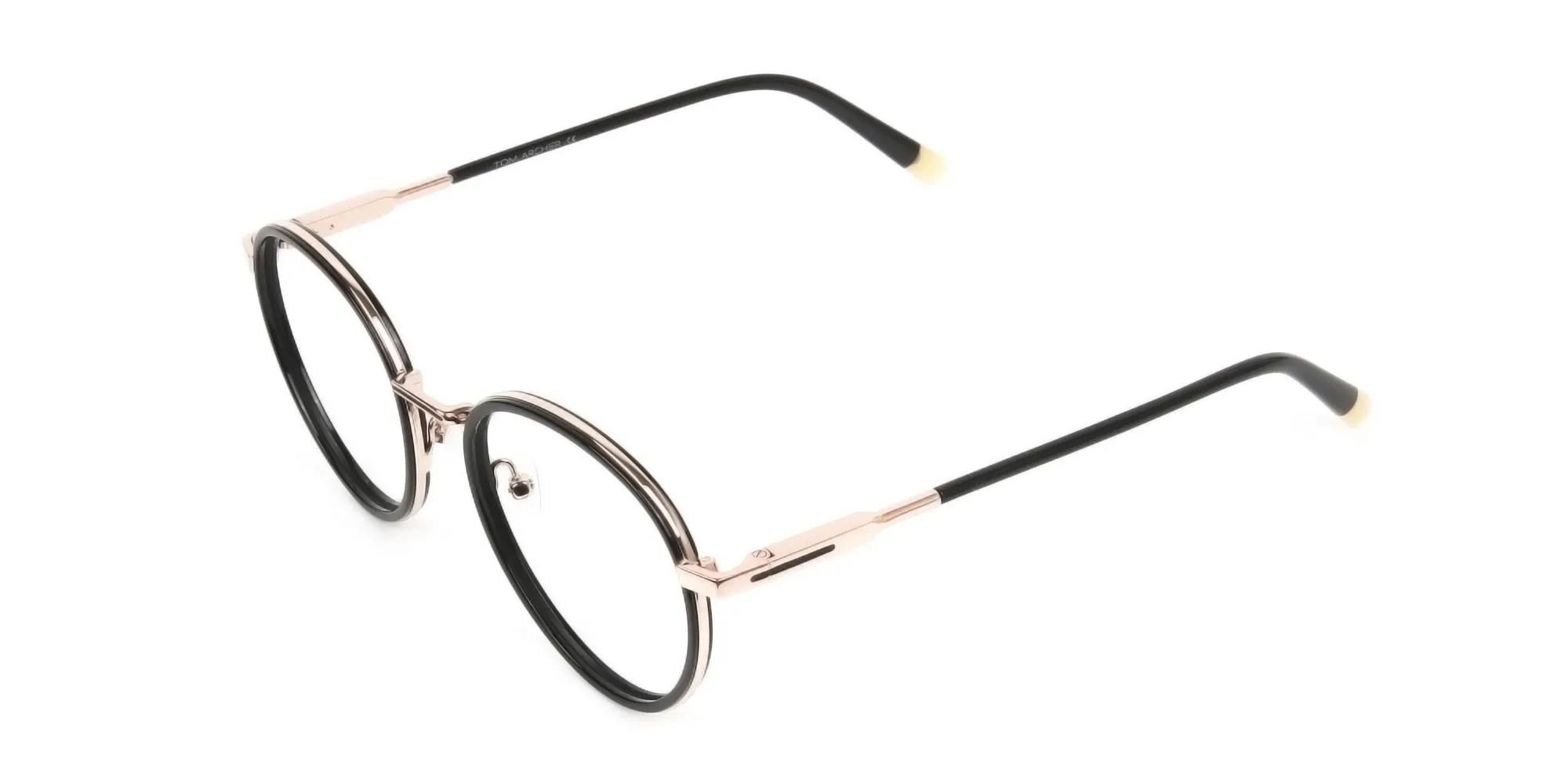 Black and Rose Gold Eyeglasses in Round -2