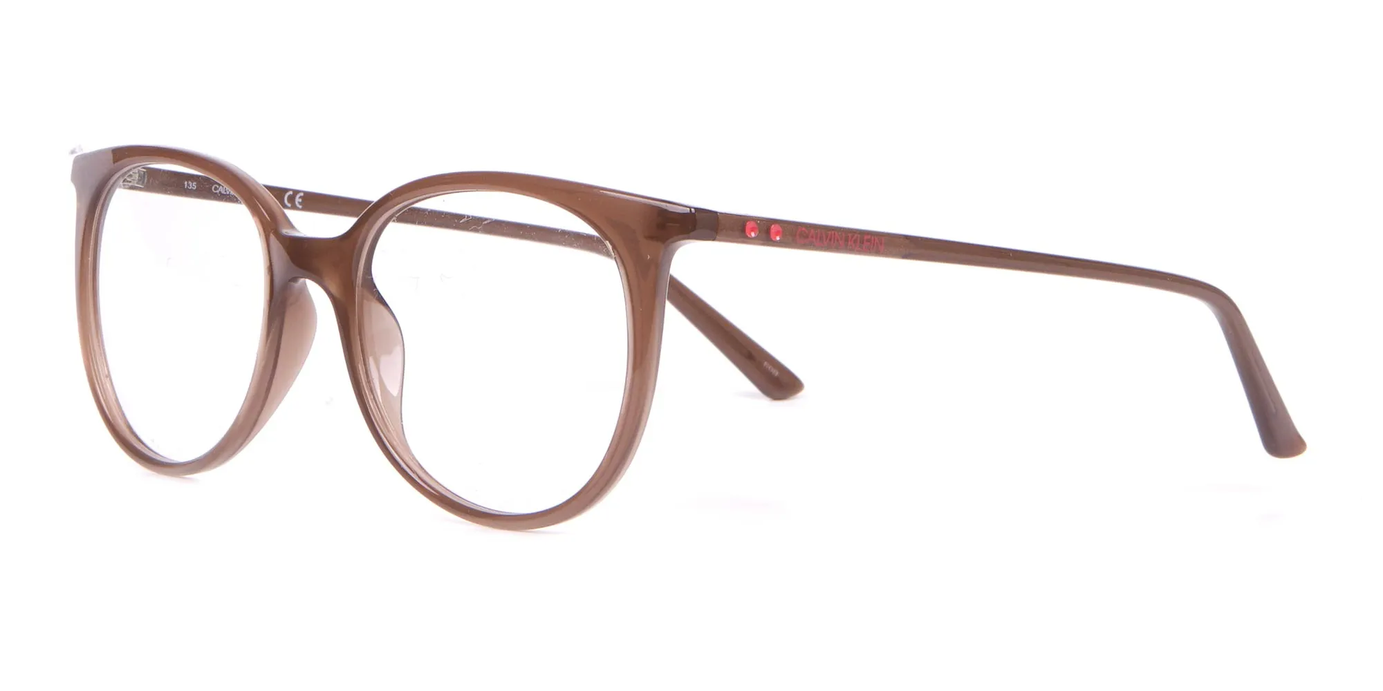 Calvin Klein CK19508 Milky Brown Classic Round Glasses-2