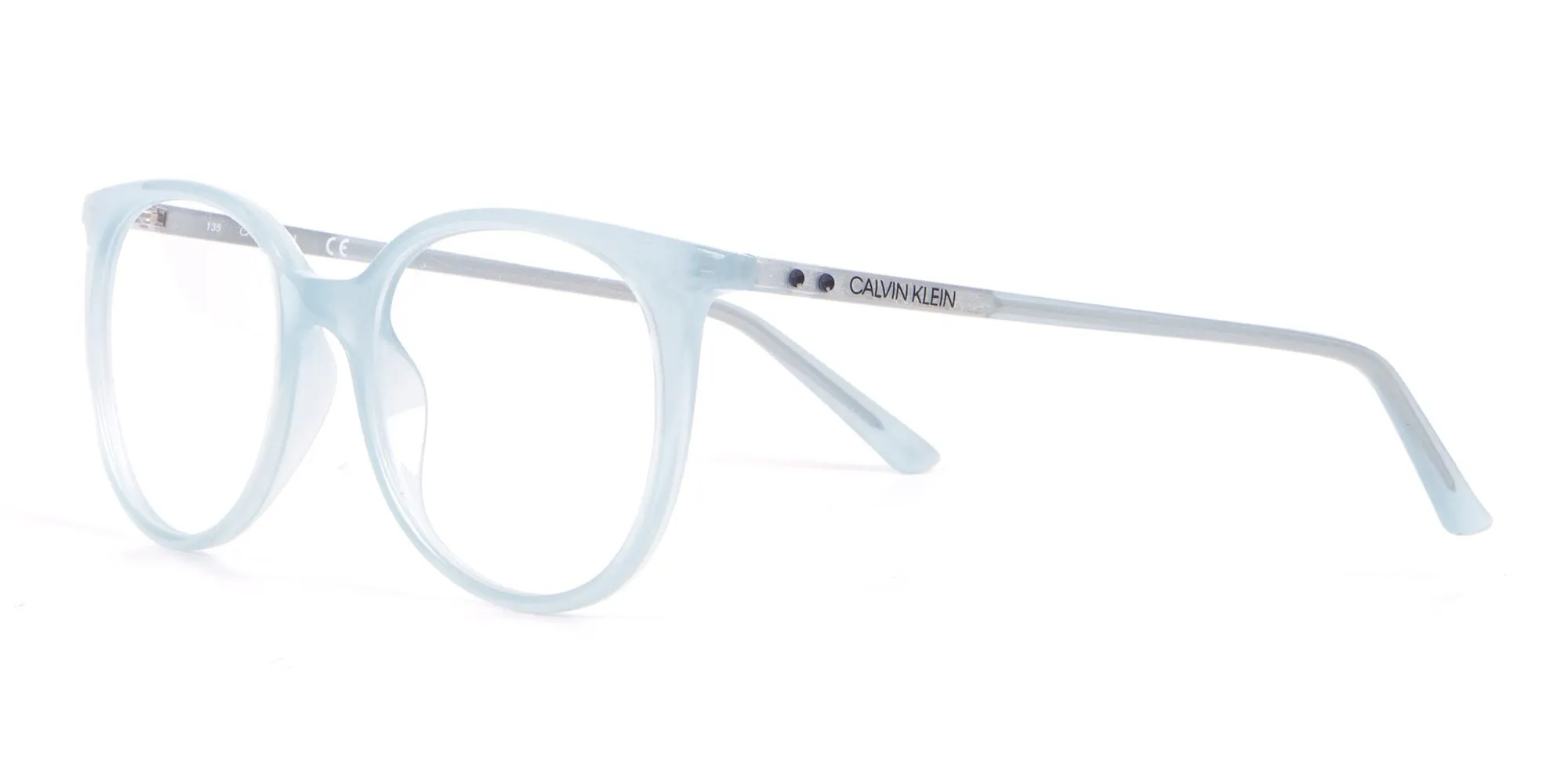 Calvin Klein CK19508 Milky Blue Classic Round Glasses-2