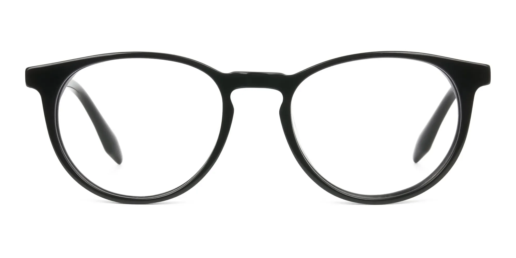 Keyhole Black Retro Round Glasses in Acetate - 2