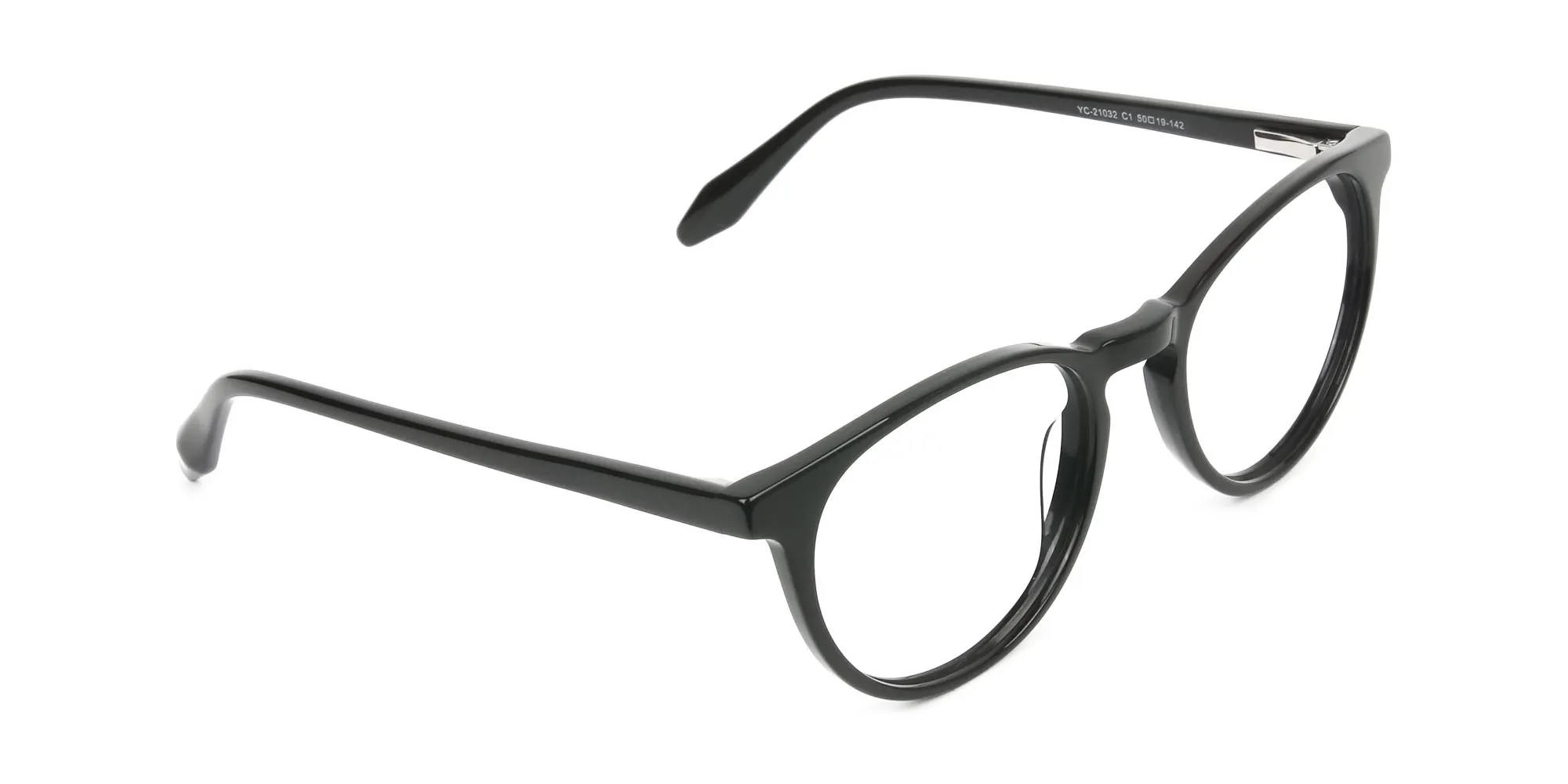 Keyhole Black Retro Round Glasses in Acetate - 2