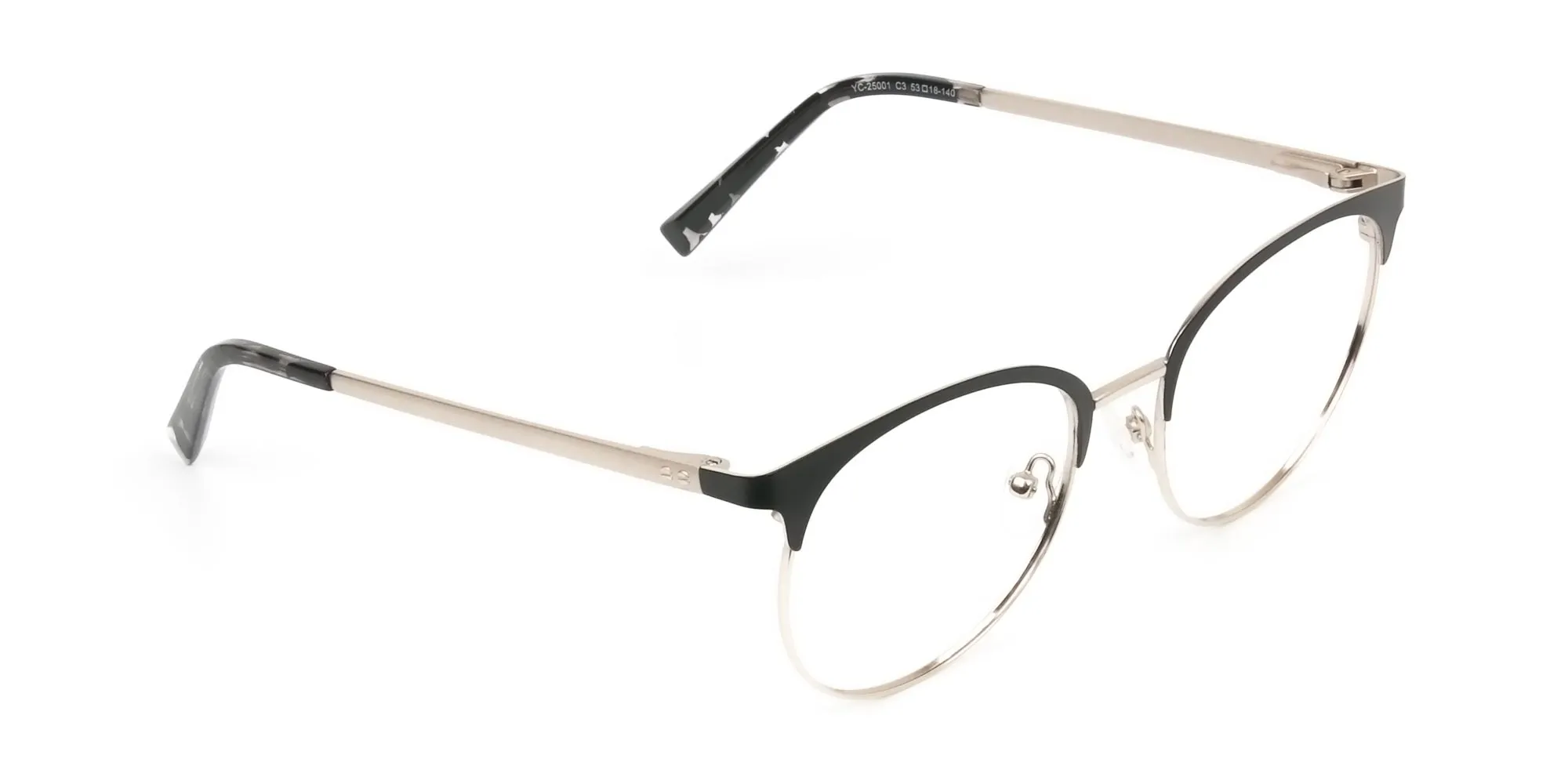 Gold Black Clubmaster Glasses in Round Men Women- 2