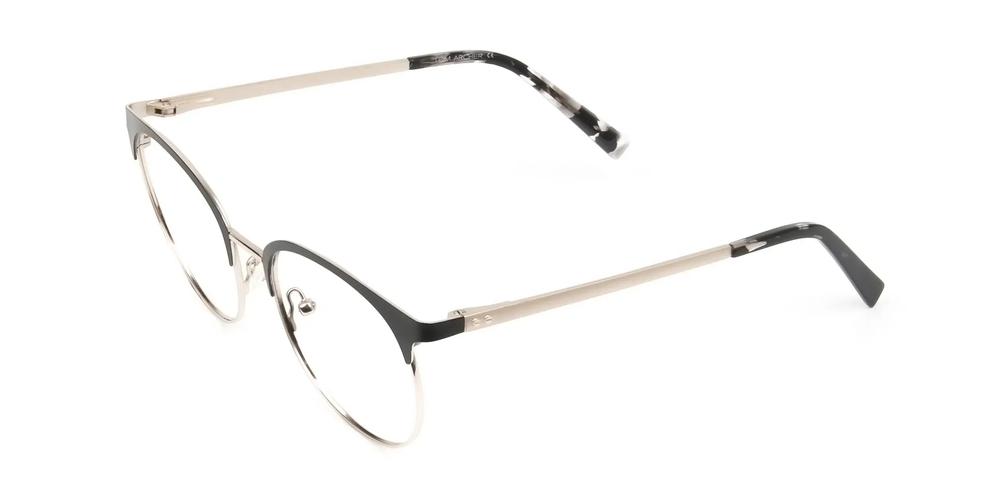 Gold Black Clubmaster Glasses in Round Men Women- 2