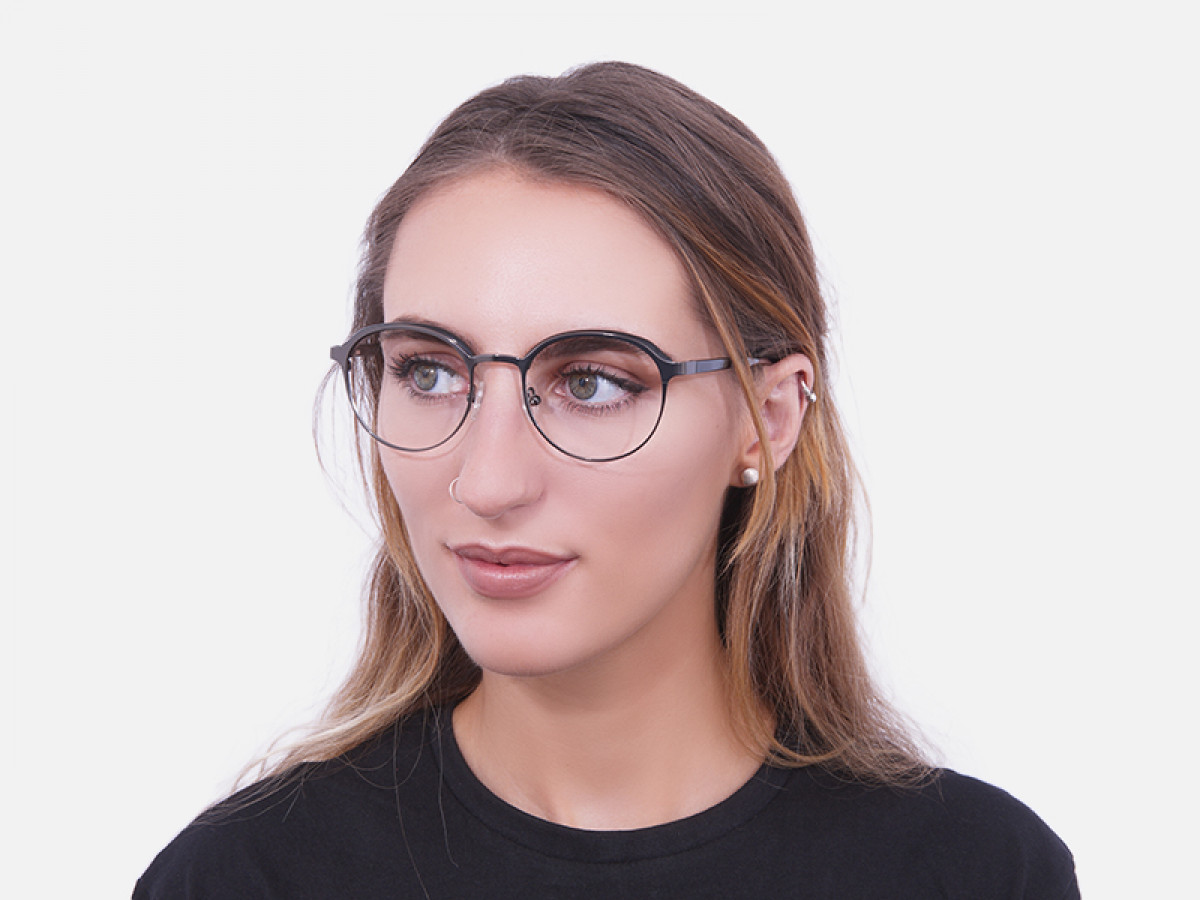 Tim Co1 Mixed Material Black Round Browline Glasses Frame Specscart ®