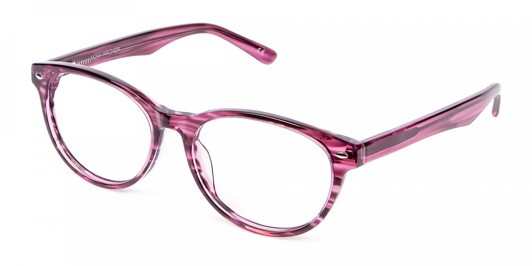 JONES PA Wooden Plum Purple Coloured Round Eyeglasses