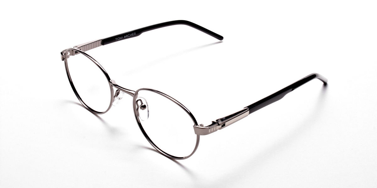 Round Glasses in Gunmetal, Eyeglasses - 1