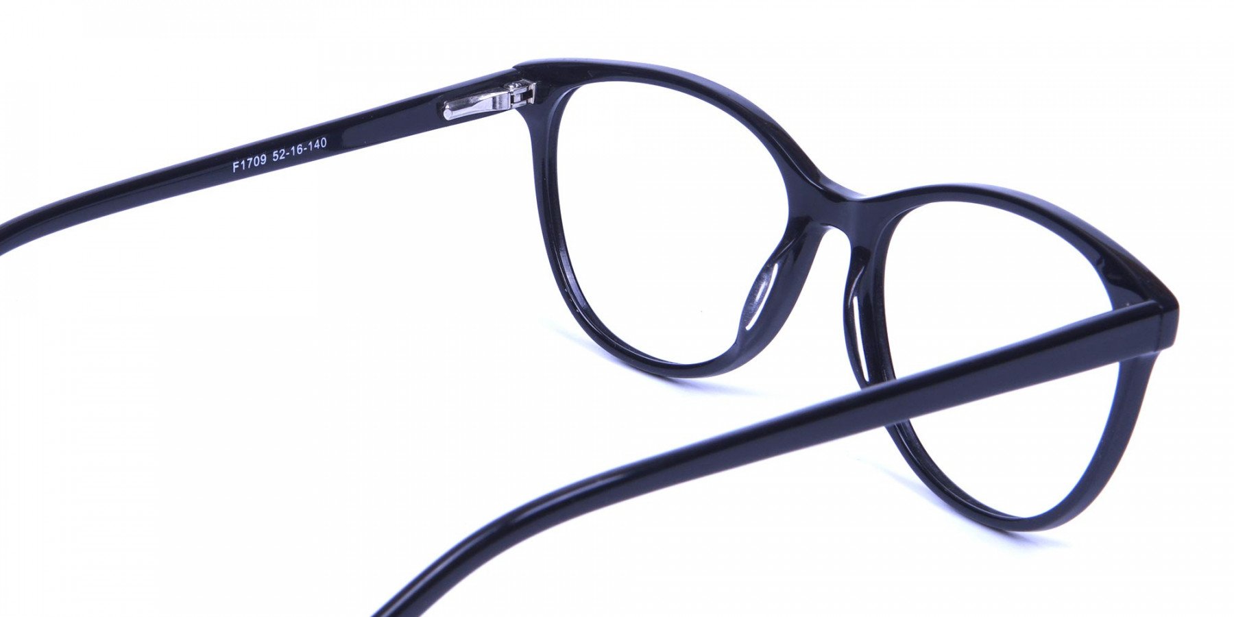Smooth Curved Black Round Cat Eye Glasses