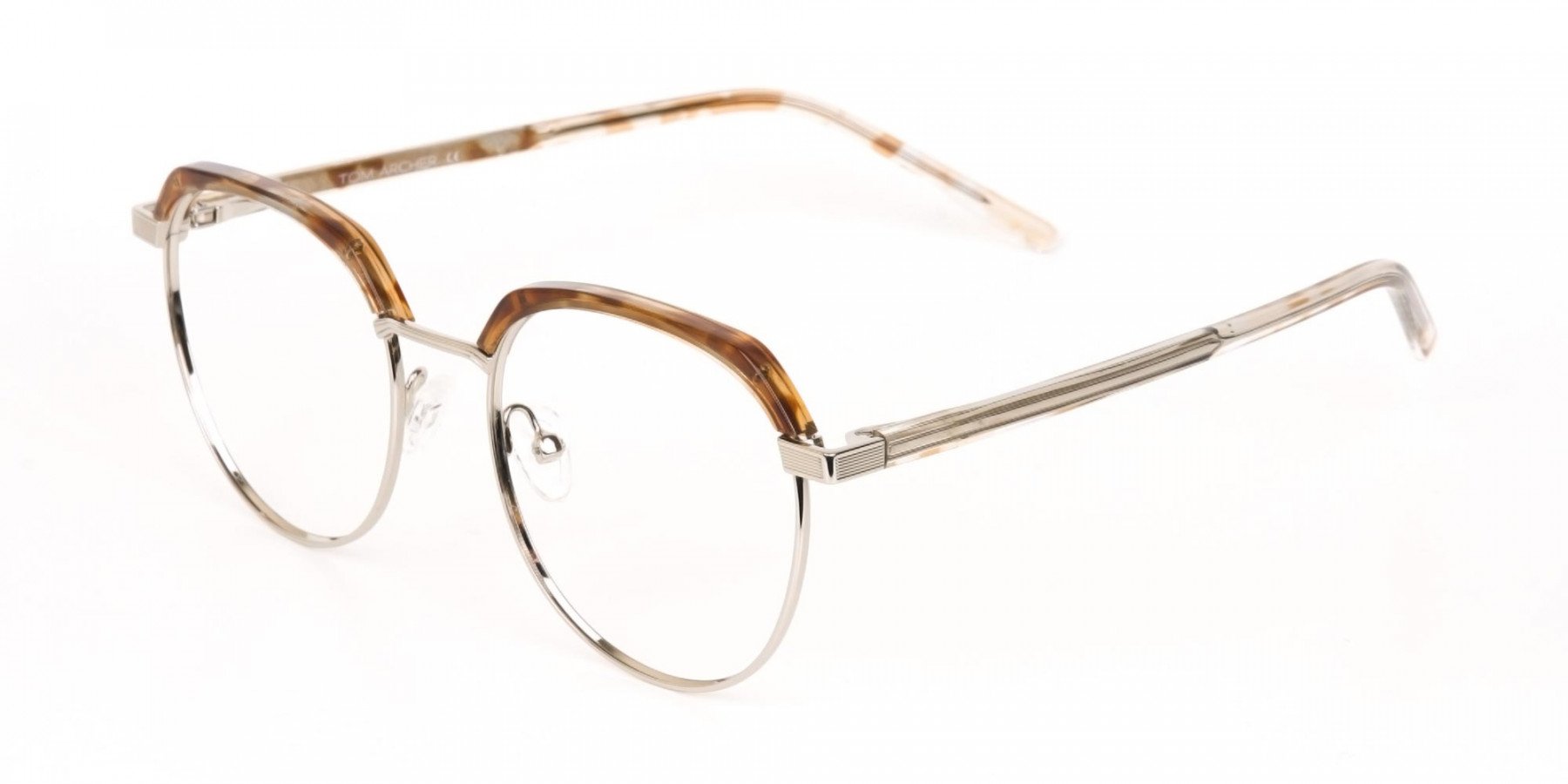 Brown, Honey Tortoise & Silver Browline Glasses-1