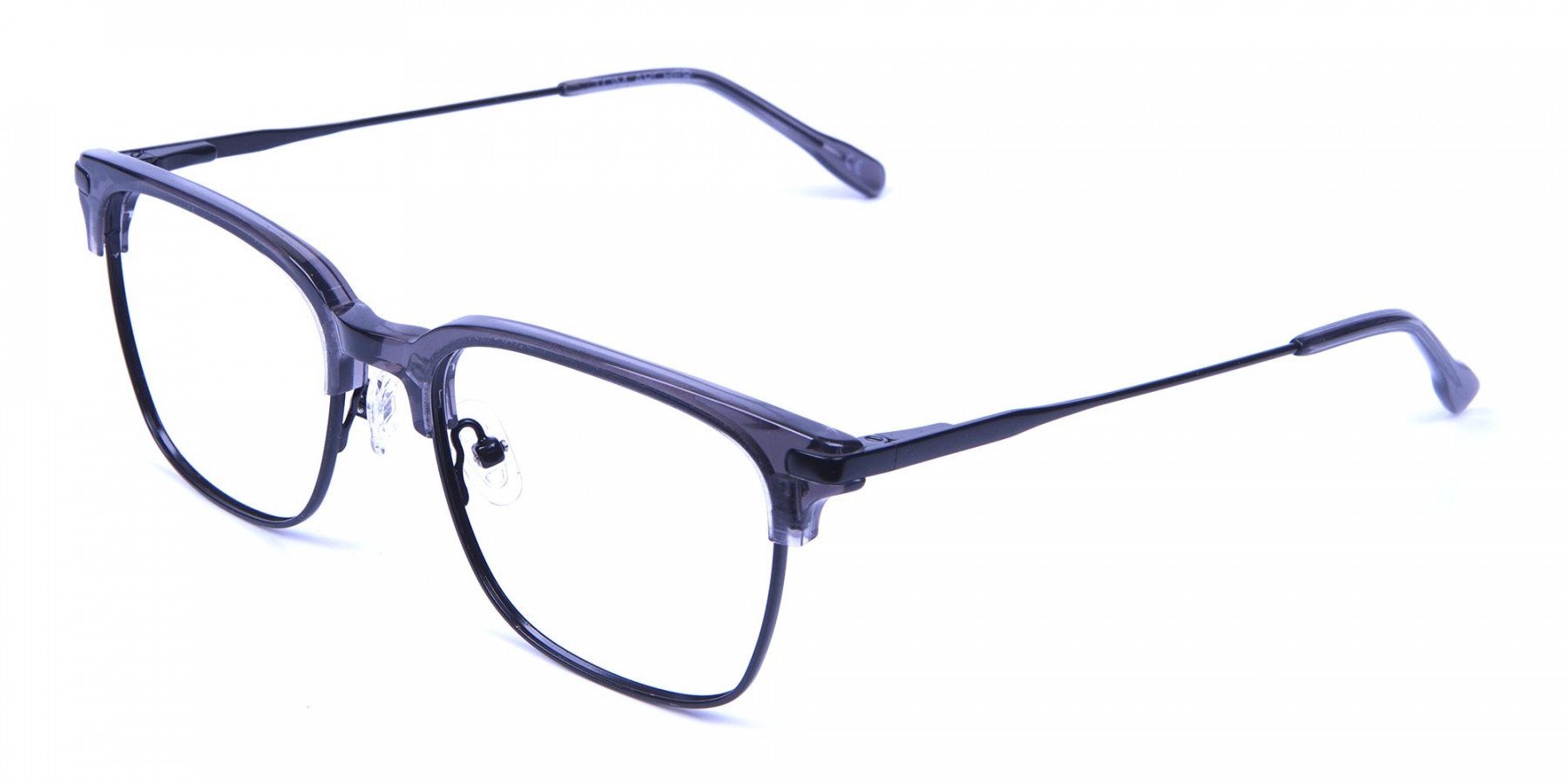 Transparent Grey Browline Glasses