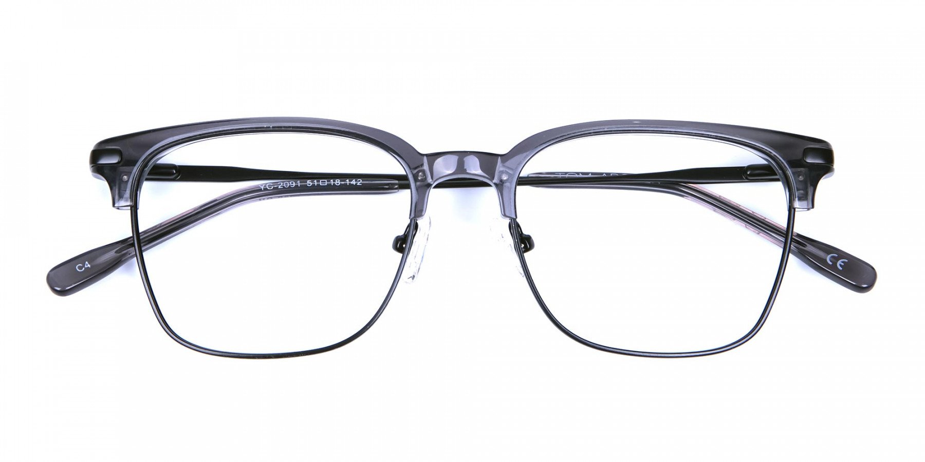 Transparent Grey Browline Glasses