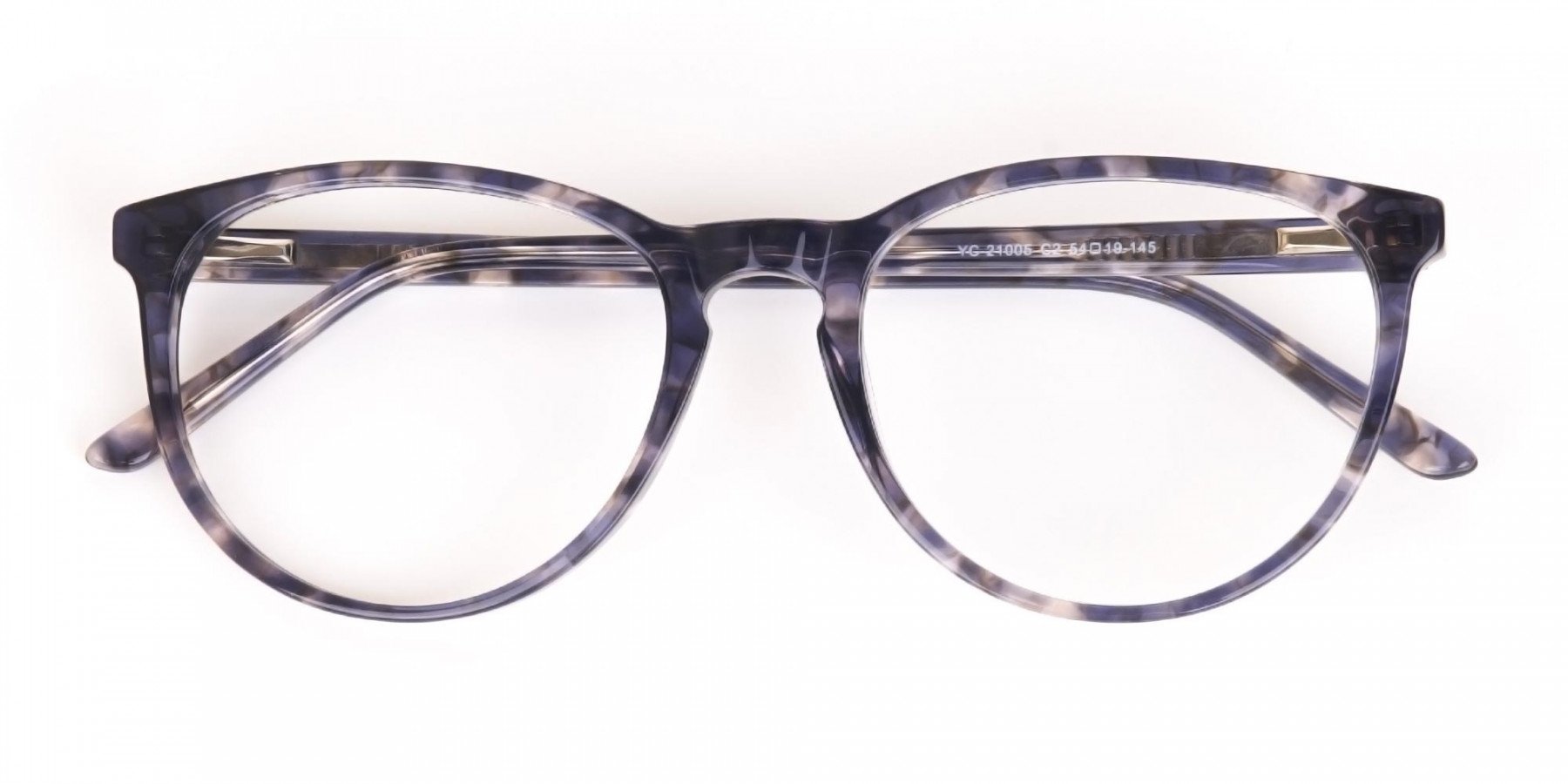 Dusty Blue Tortoise Acetate Round Glasses Frame-1