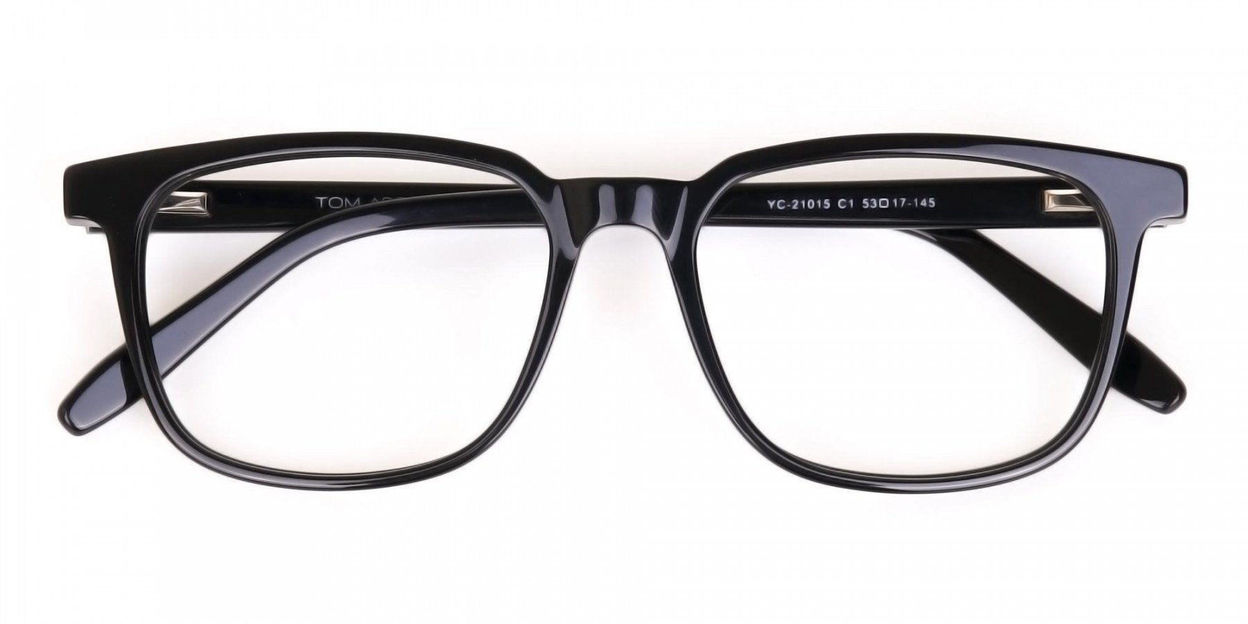 Black Acetate Rectangle Glasses Frame Unisex-1