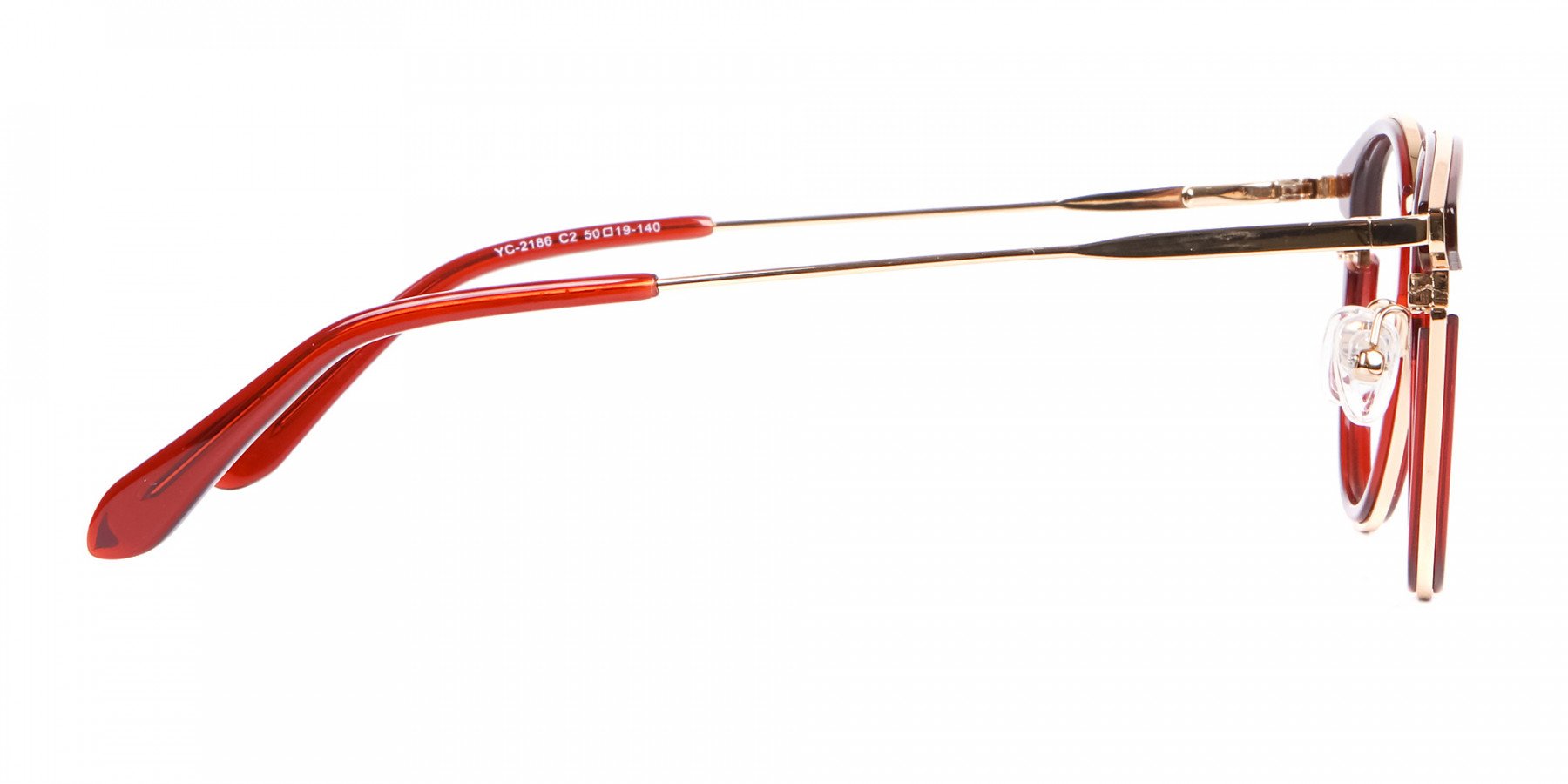 Unisex 50's Round Cat-eye Frame in Red & Gold-1