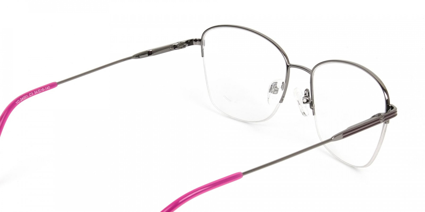 Purple Burgundy Gunmetal Half Cat Eye Glasses - 1