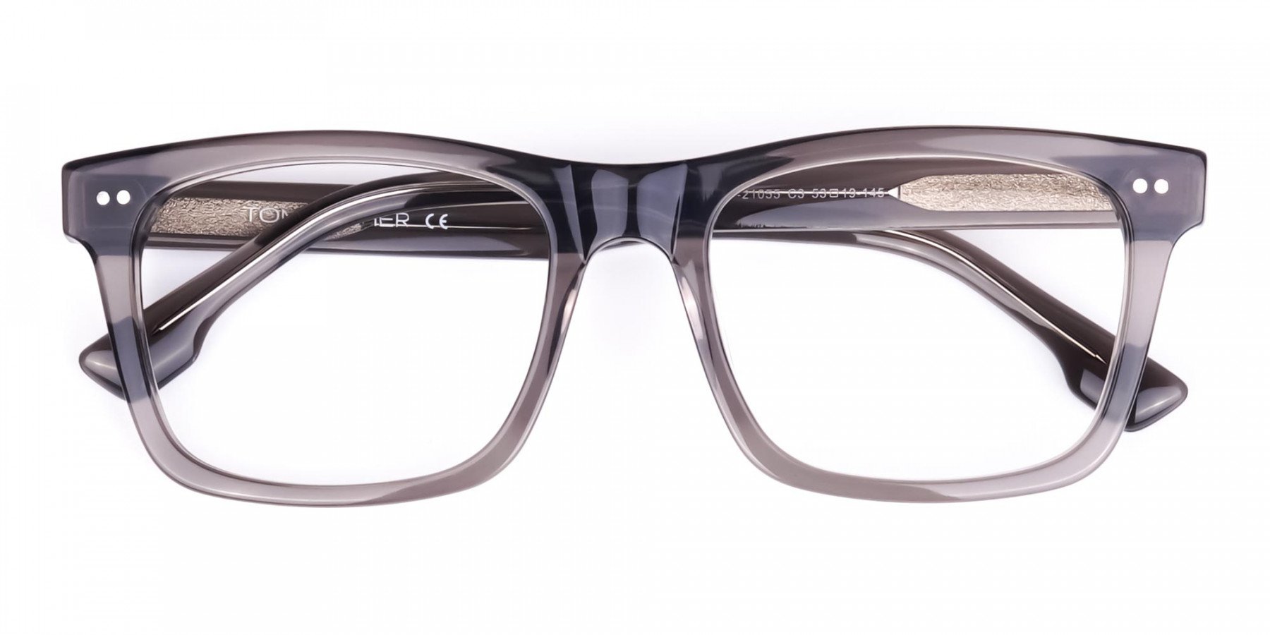 Grey Crystal Clear Square Glasses Frame | DEXTER | Specscart.®