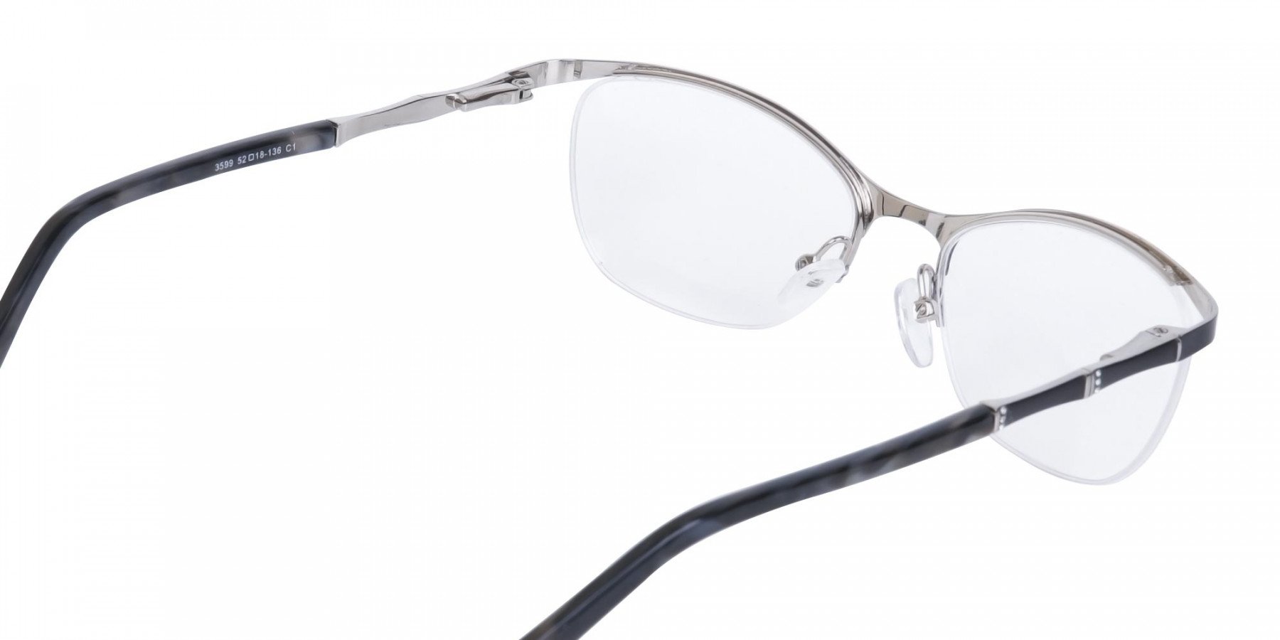 Matte Black Marble Metal Oval Cateye Glasses Women-1