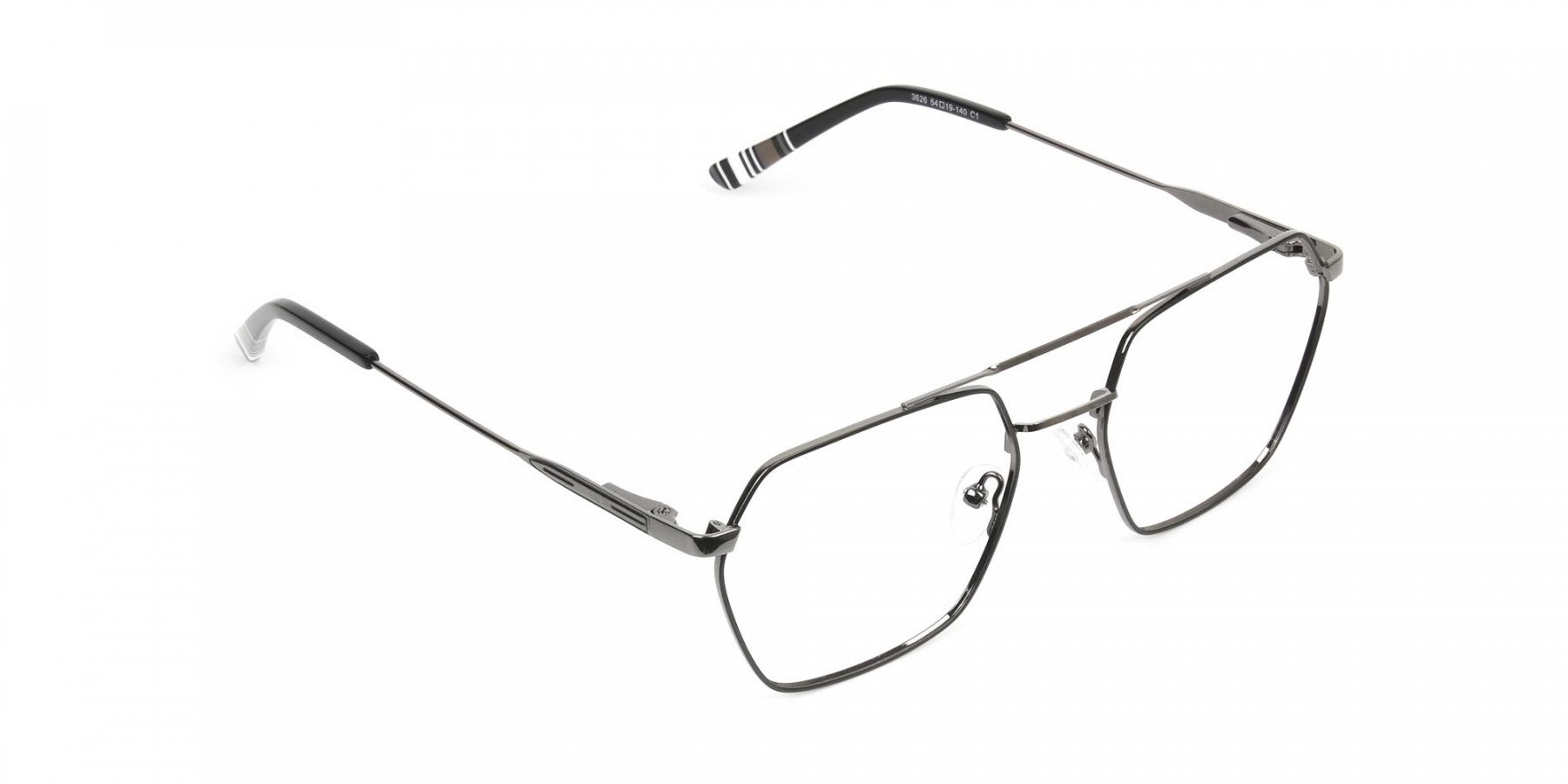 Hipster Geometric Black & Gunmetal Thin Metal Frame Glasses - 1