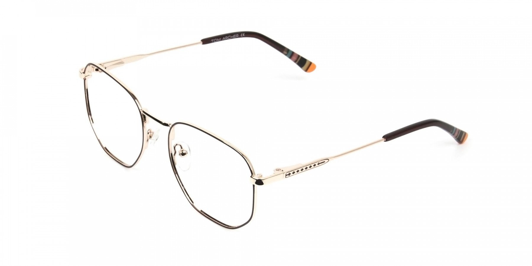 Geometric Brown & Gold Spectacles - 1