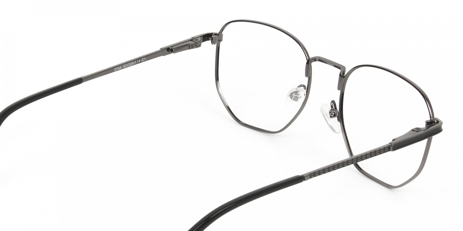 Lightweight Gunmetal Black Geometric Glasses - 1