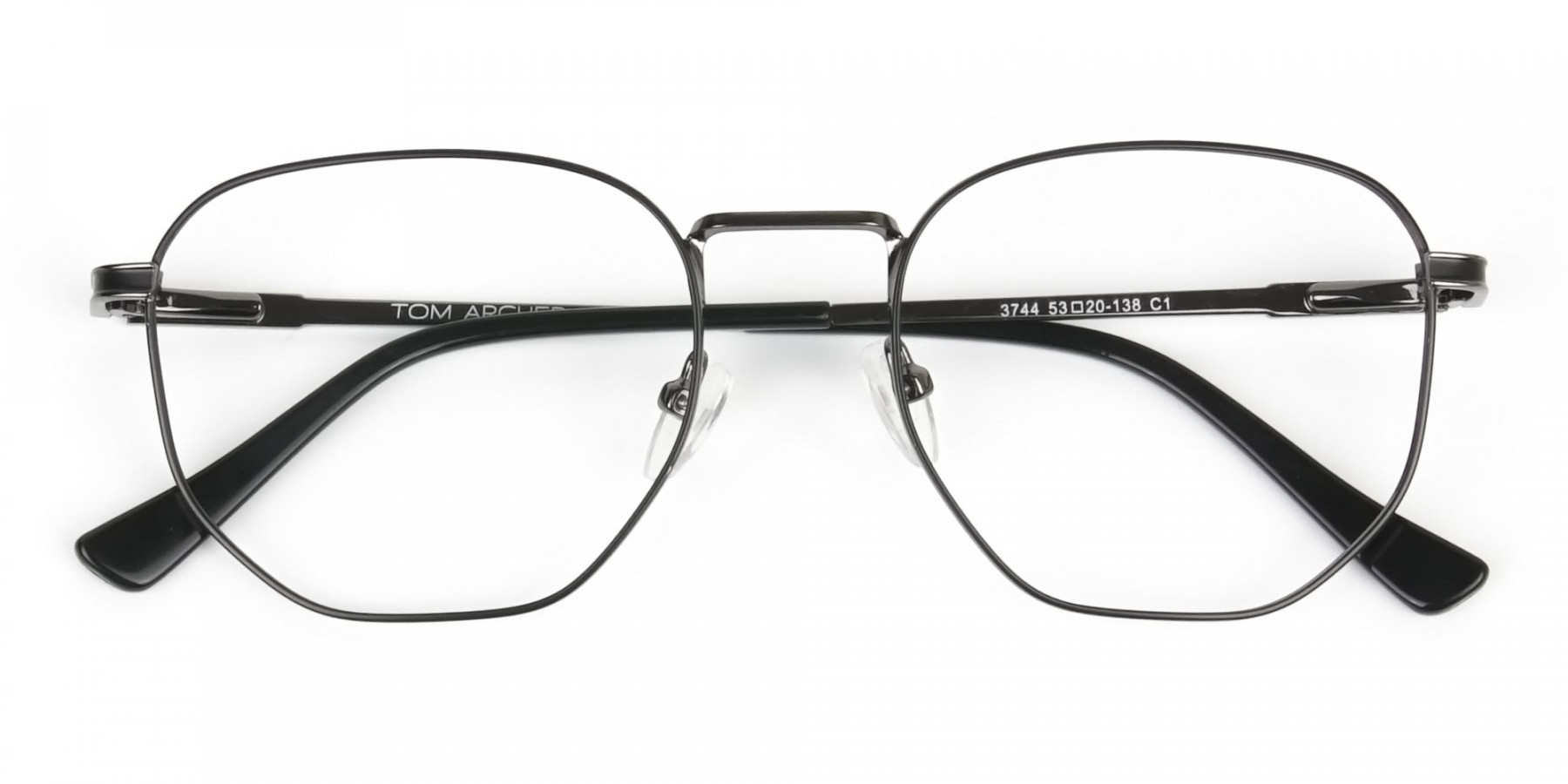 Lightweight Gunmetal Black Geometric Glasses - 1