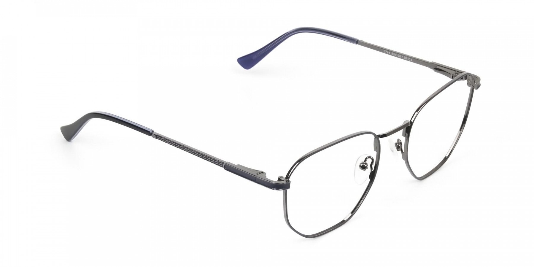Lightweight Silver & Blue Geometric Glasses - 1