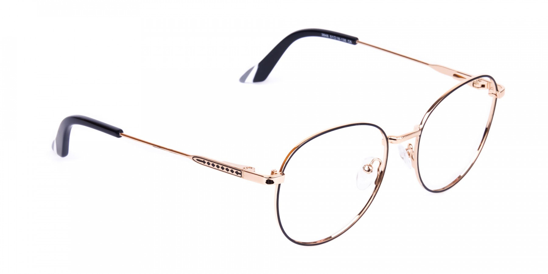 Black & Gold Metal Round Glasses Frame | CHEETHAM | Specscart.®