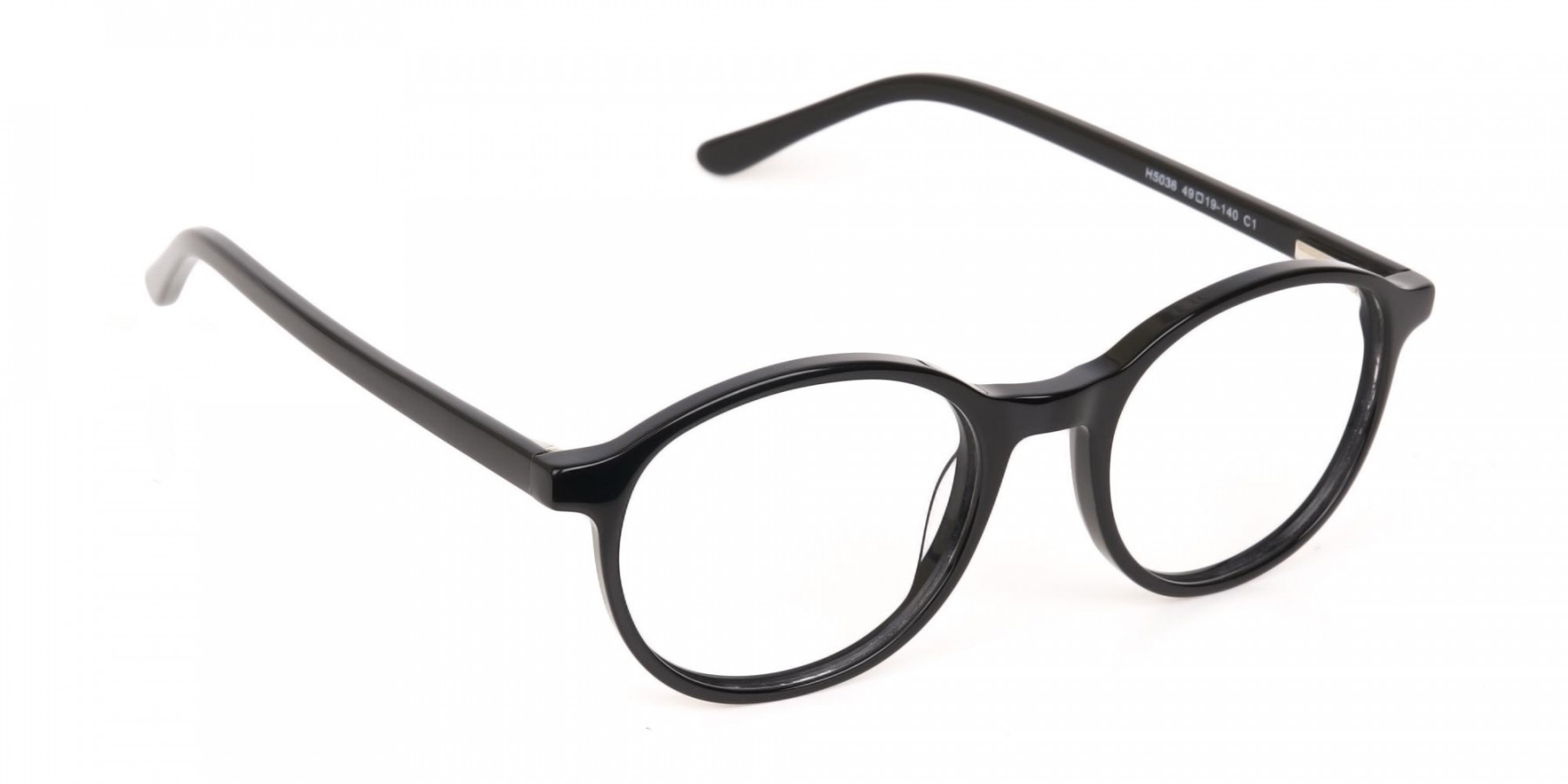 Black Acetate Round Eyeglasses For Unisex-1