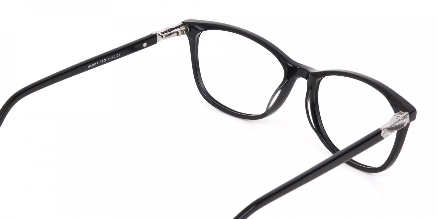 Women Black Acetate Rectangular Glasses Frame-1