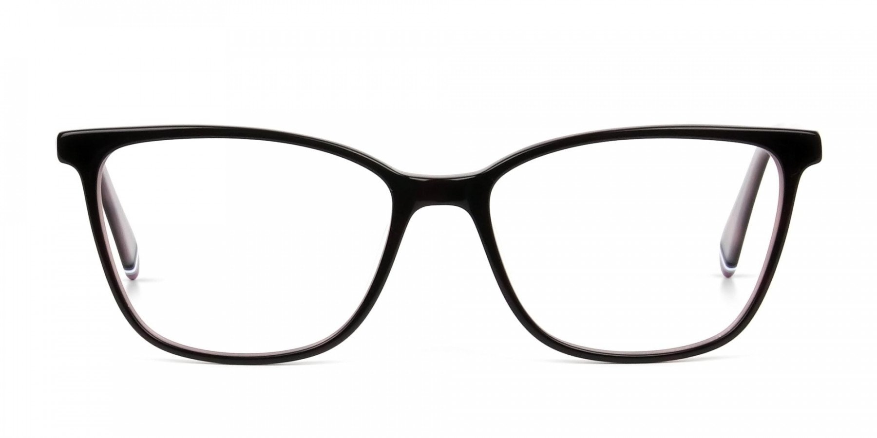 Dark Brown & Silver Lilac Rectangular Spectacles - 1