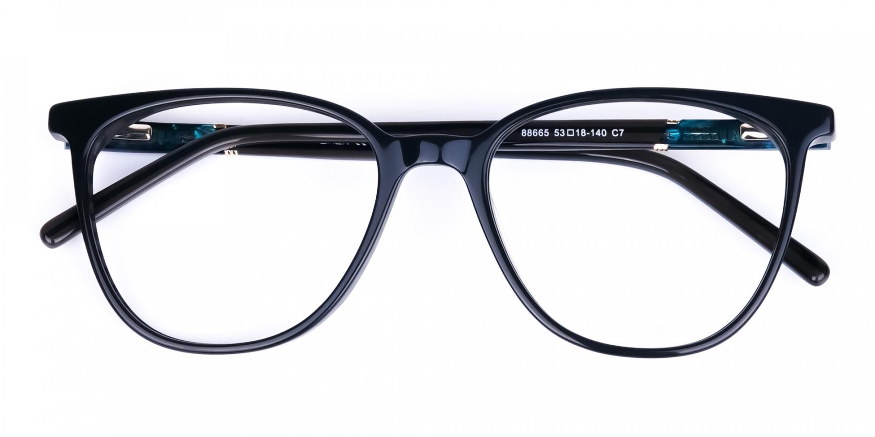teal cat eye glasses - 1