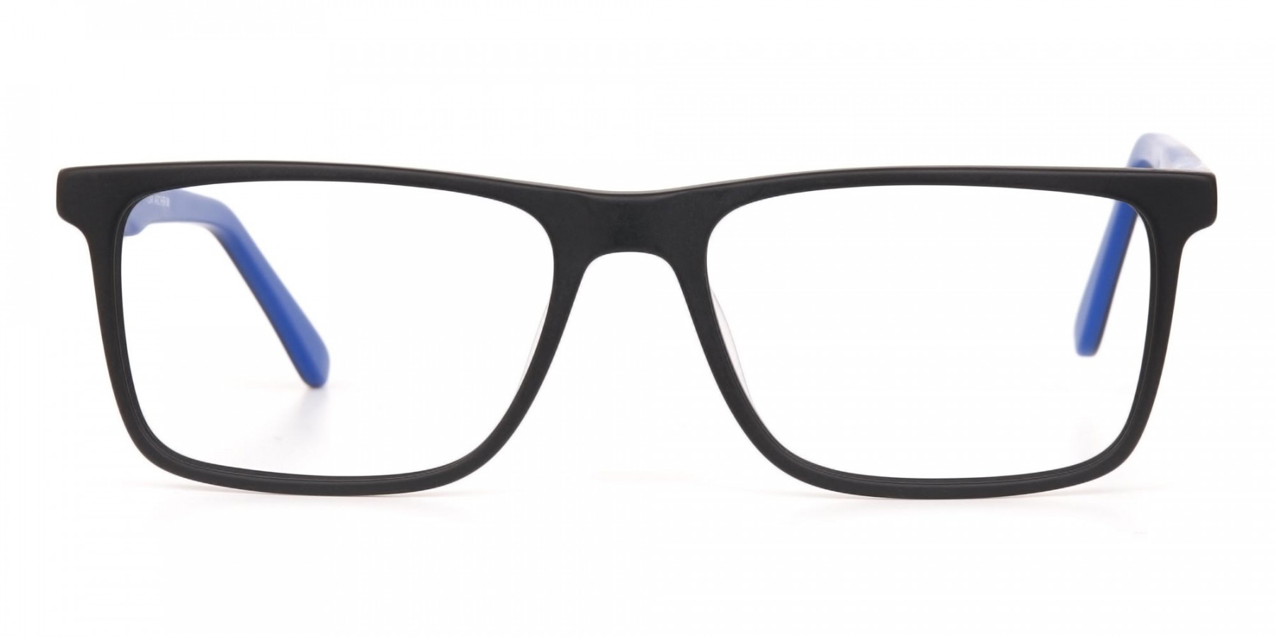 Designer Matte Black & Silver Blue Glasses Unisex-1