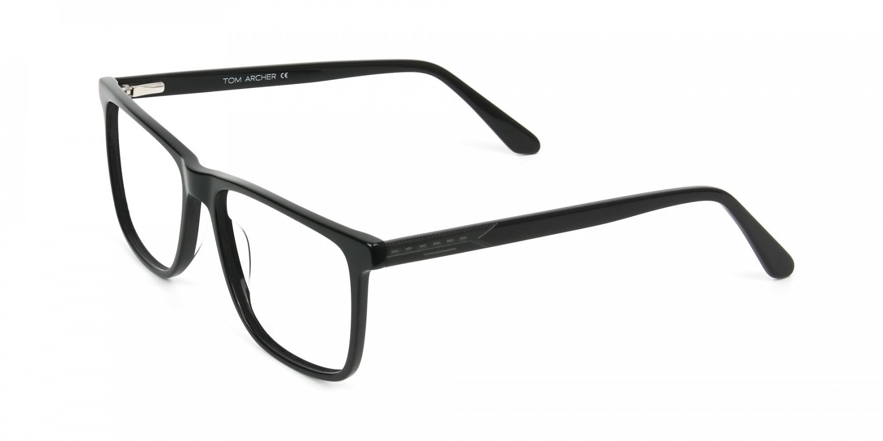 Black & Grey Rectangular Glasses in Acetate - 1